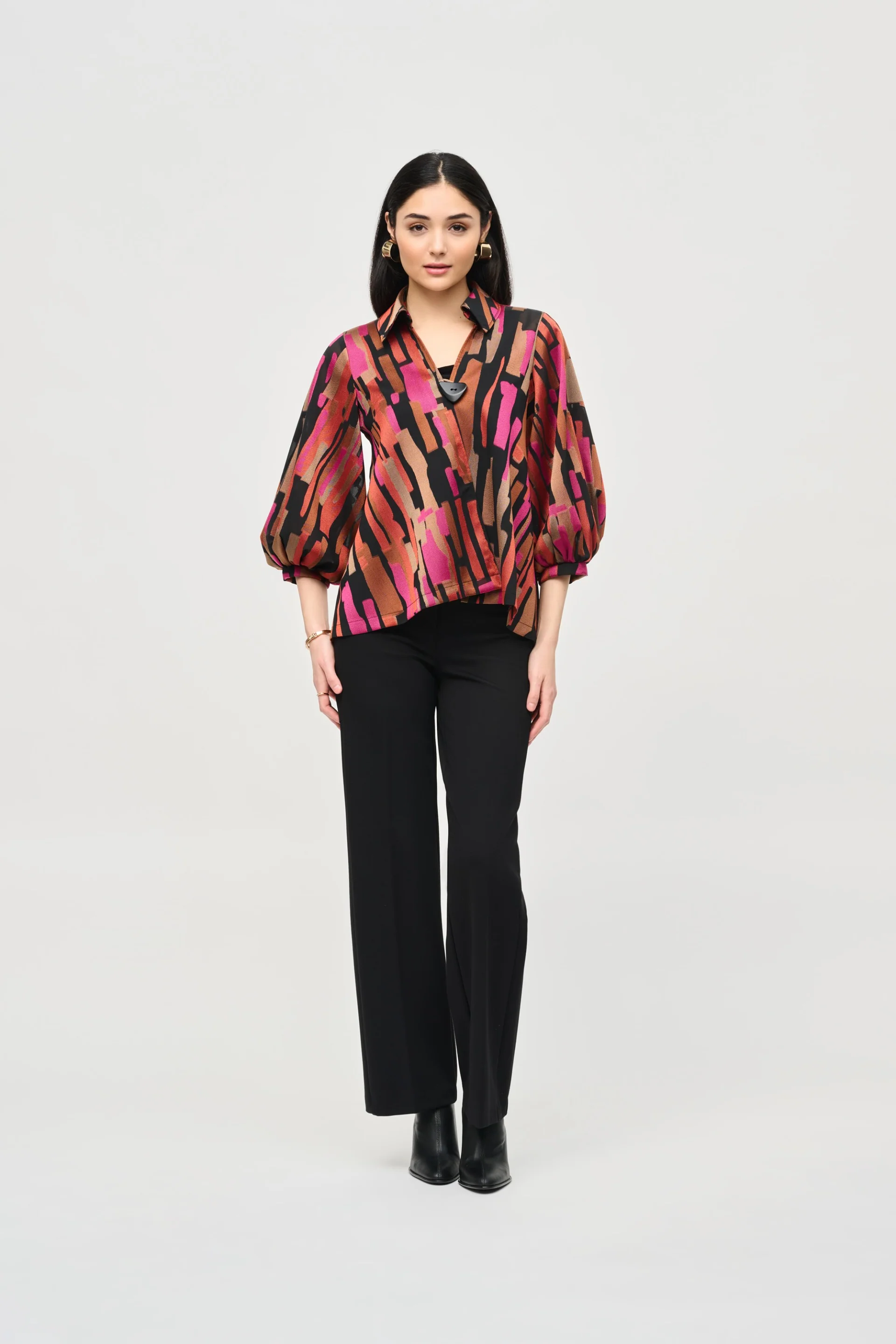 Joseph Ribkoff Black/Multi Abstract Swing Jacket Style 243239 - Image 4