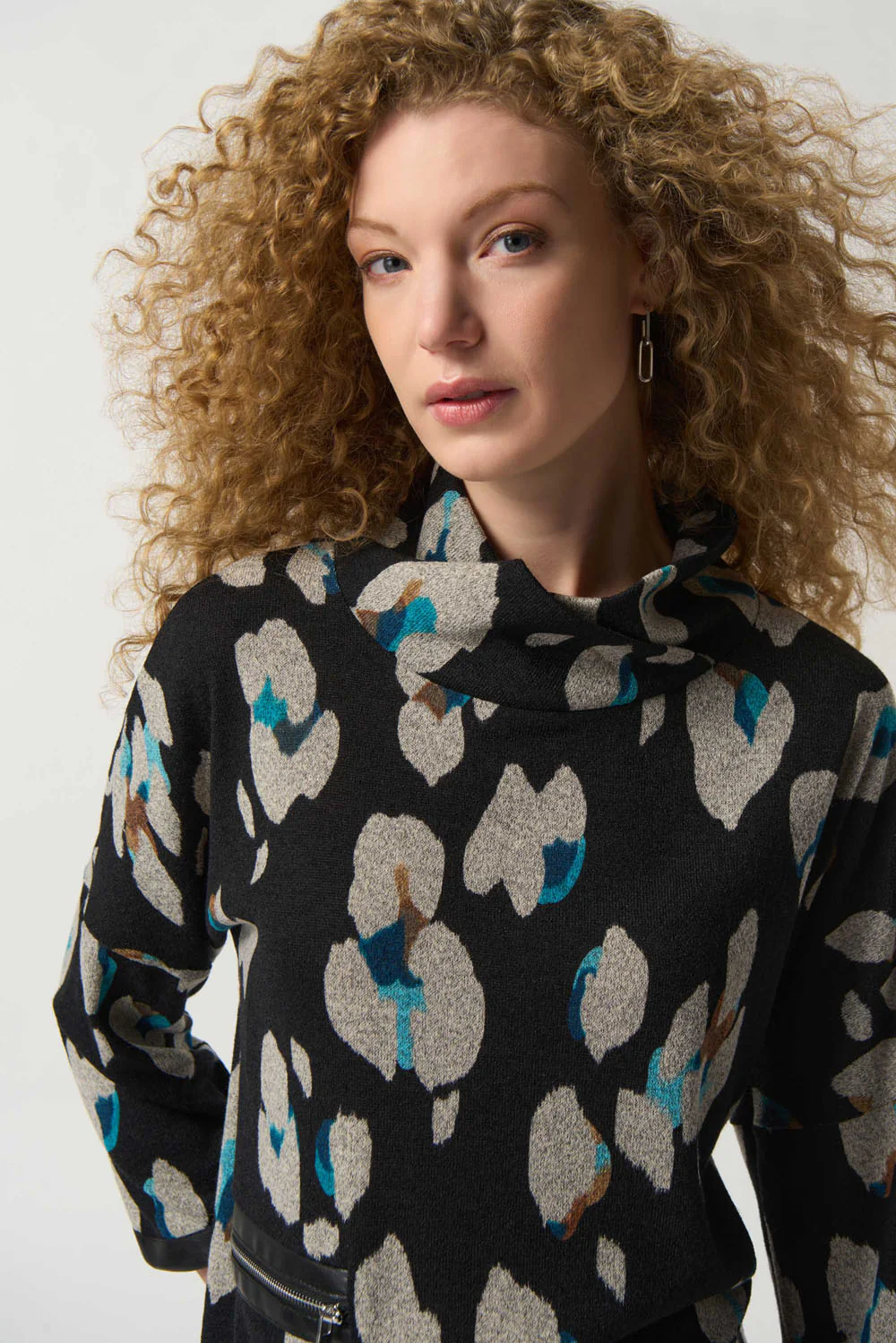 Joseph Ribkoff Black/Multi Animal Print Boxy Top Style 233112 - Image 2