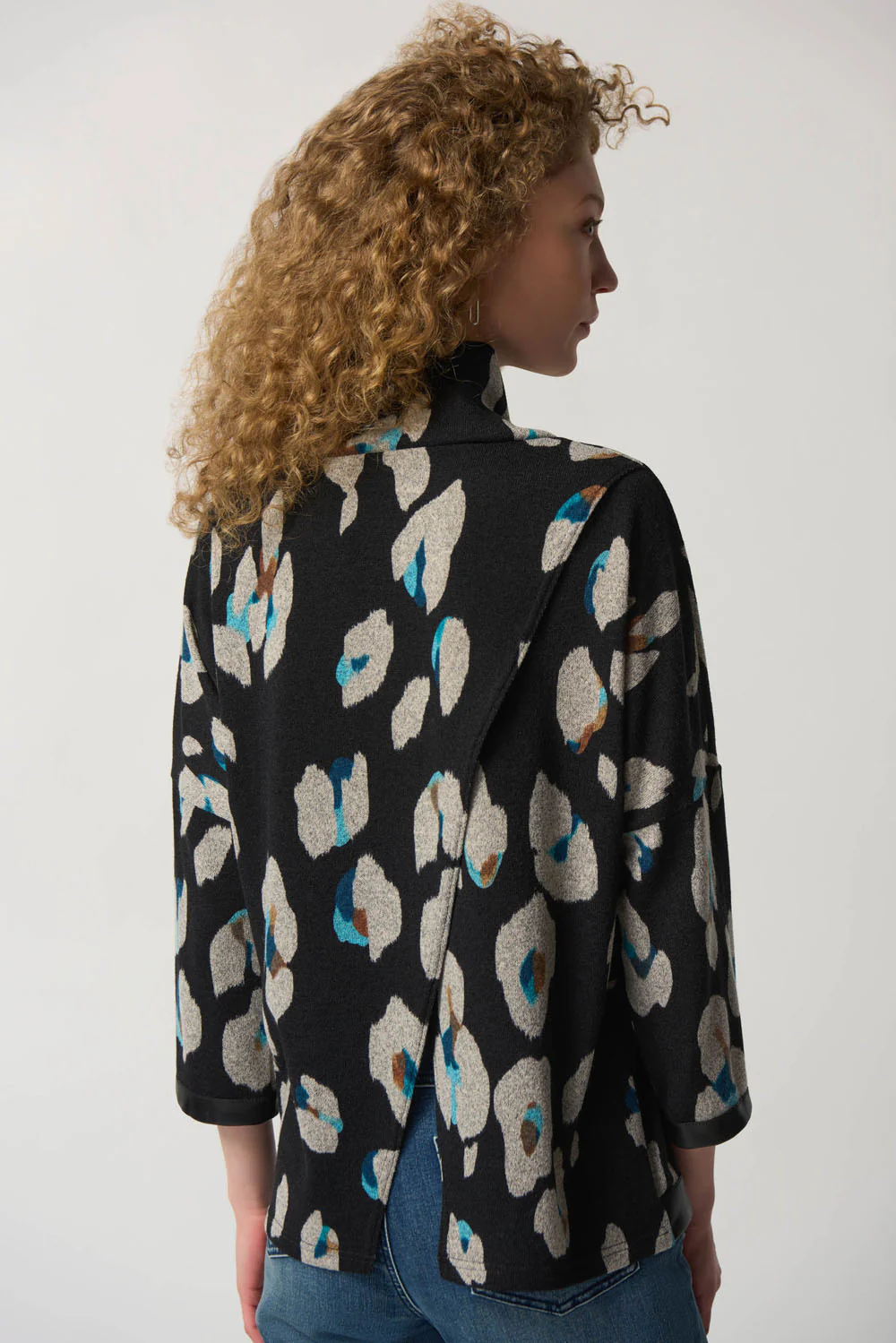 Joseph Ribkoff Black/Multi Animal Print Boxy Top Style 233112 - Image 3