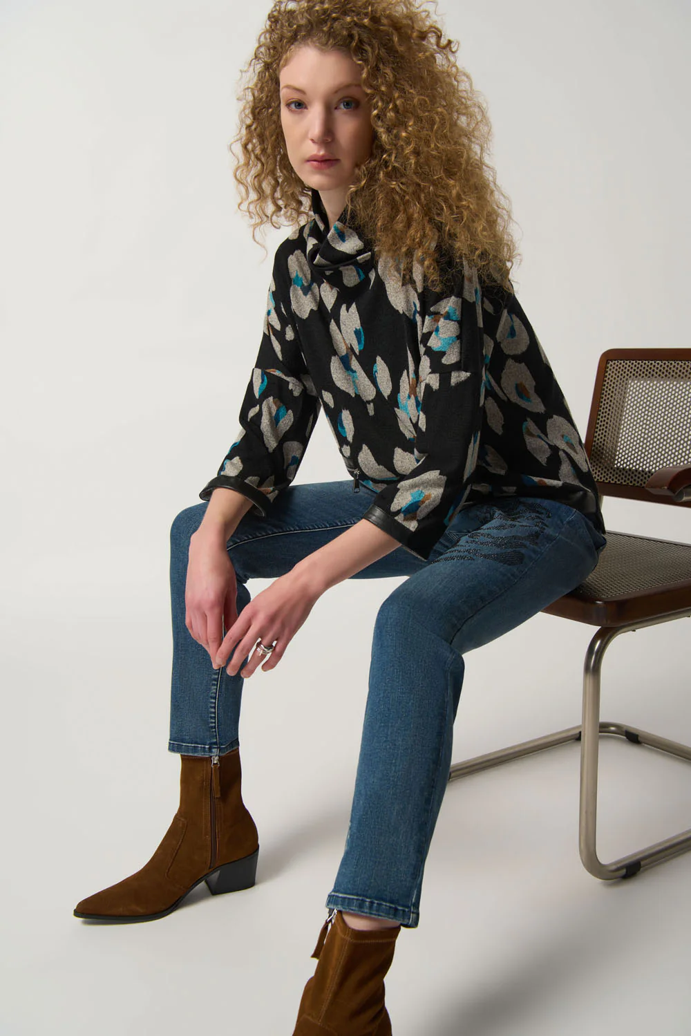 Joseph Ribkoff Black/Multi Animal Print Boxy Top Style 233112 - Image 4