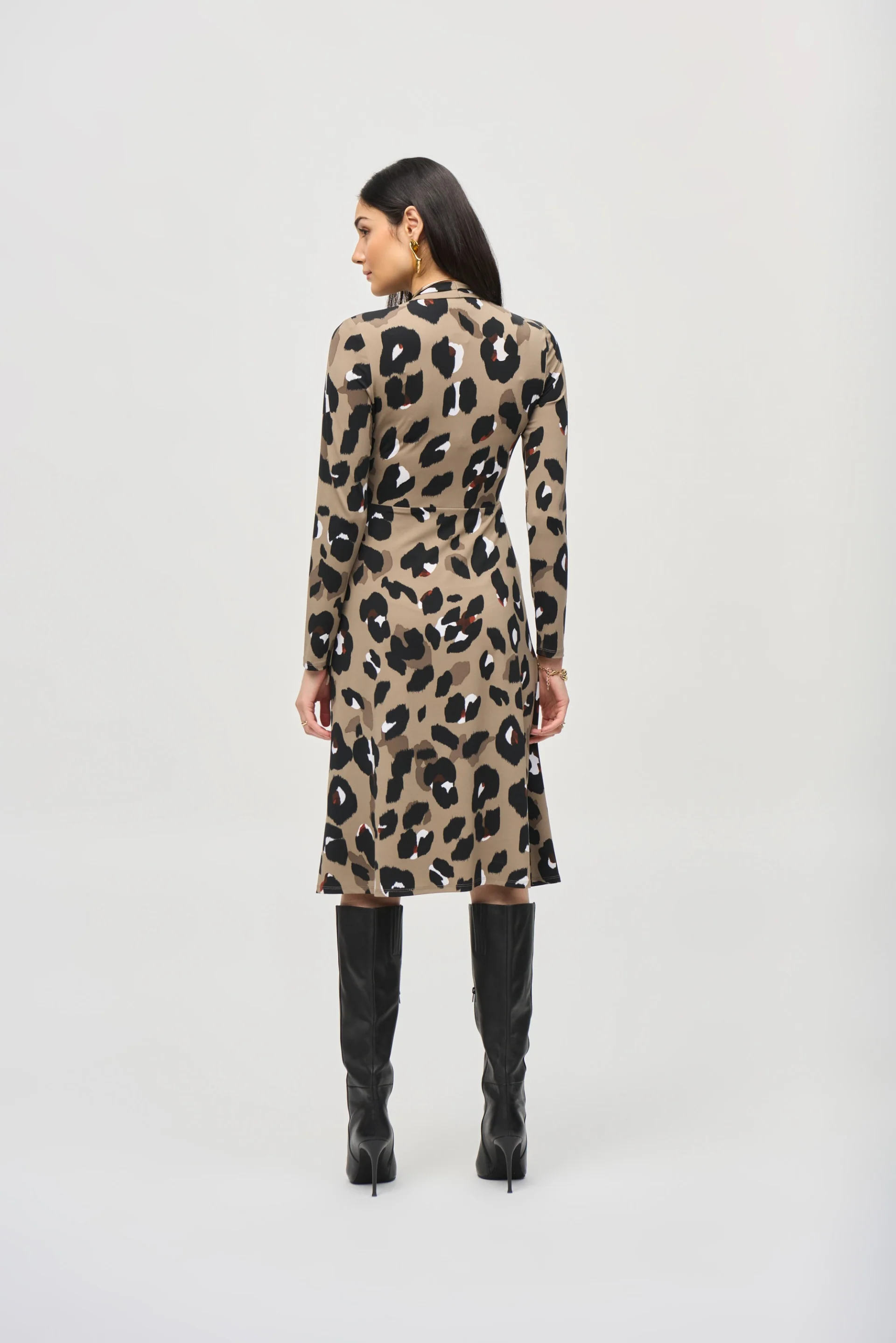 Joseph Ribkoff Black/Multi Animal Print Wrap Dress Style 243173 - Image 7