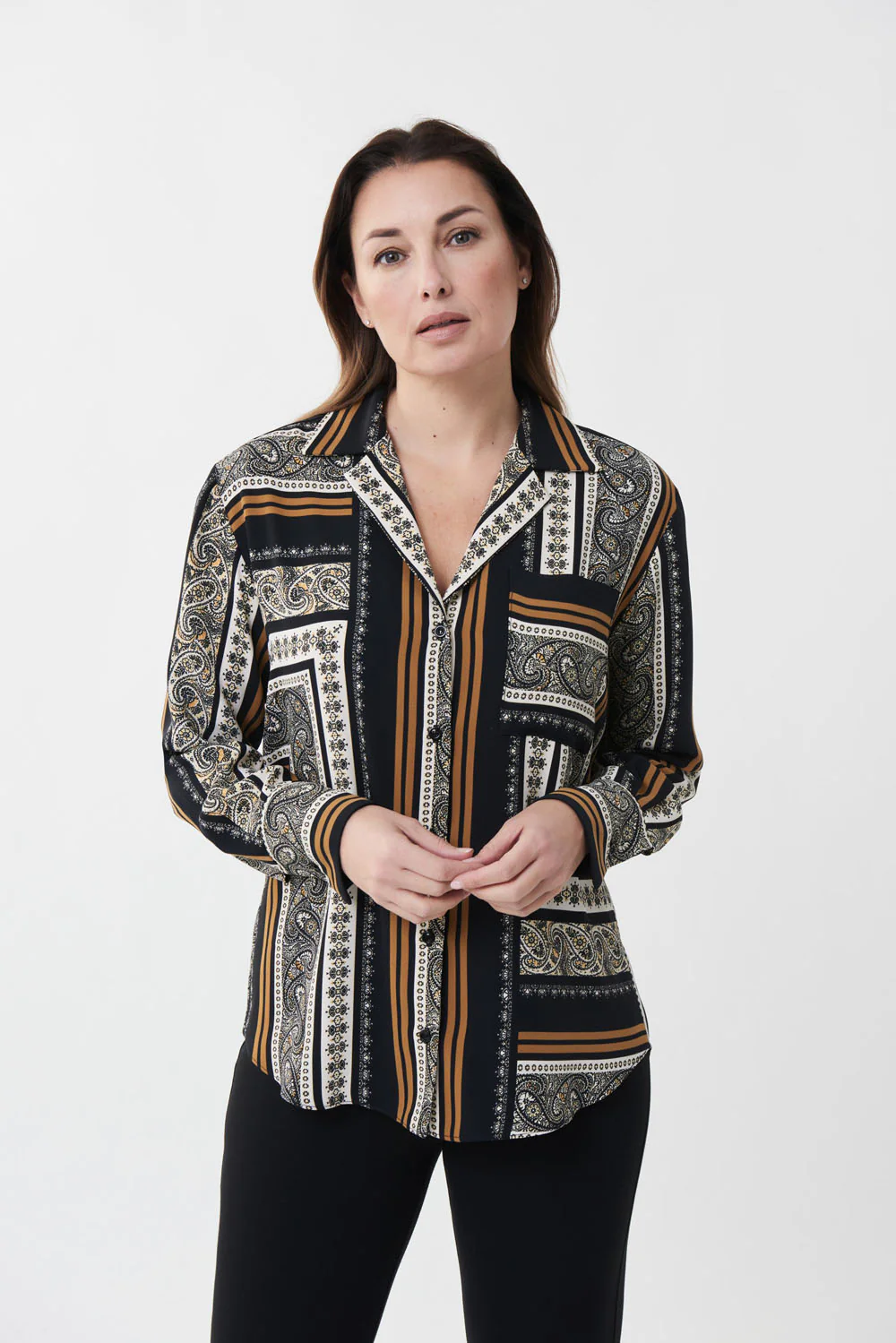 Joseph Ribkoff Black/Multi Blouse Style 223251 - Image 5