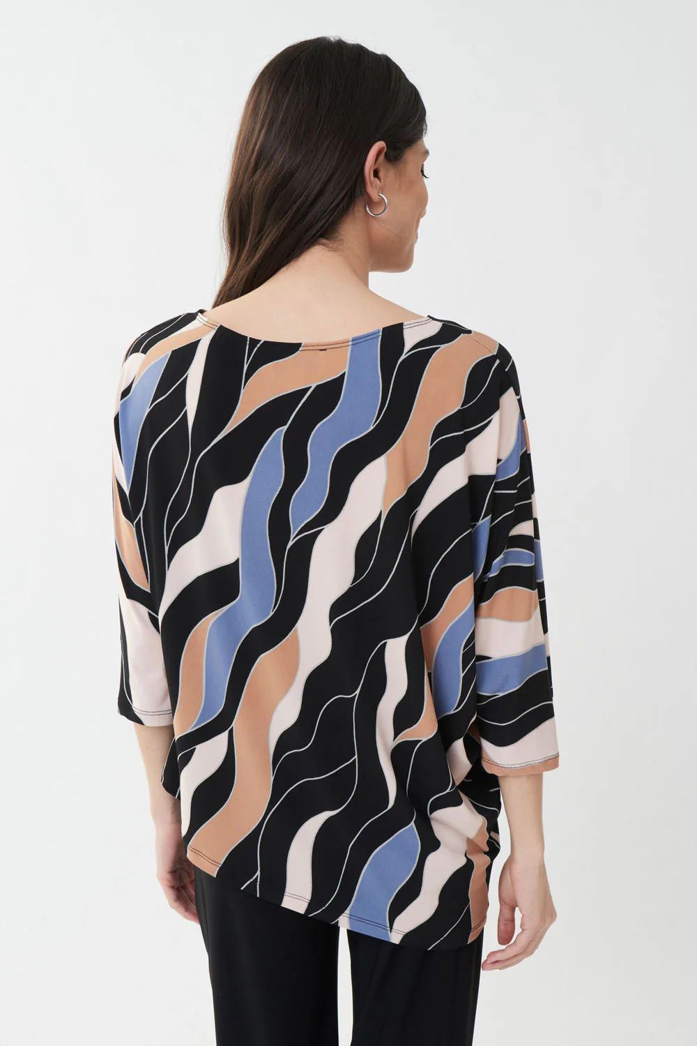 Joseph Ribkoff Black/Multi Boat Neck Top Style 223151 - Image 3