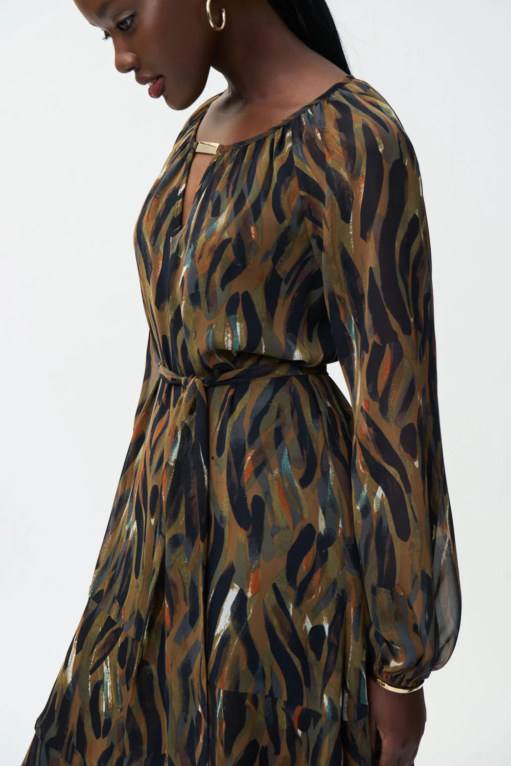 Joseph Ribkoff Black/Multi Chiffon Dress Style 224054 - Image 3