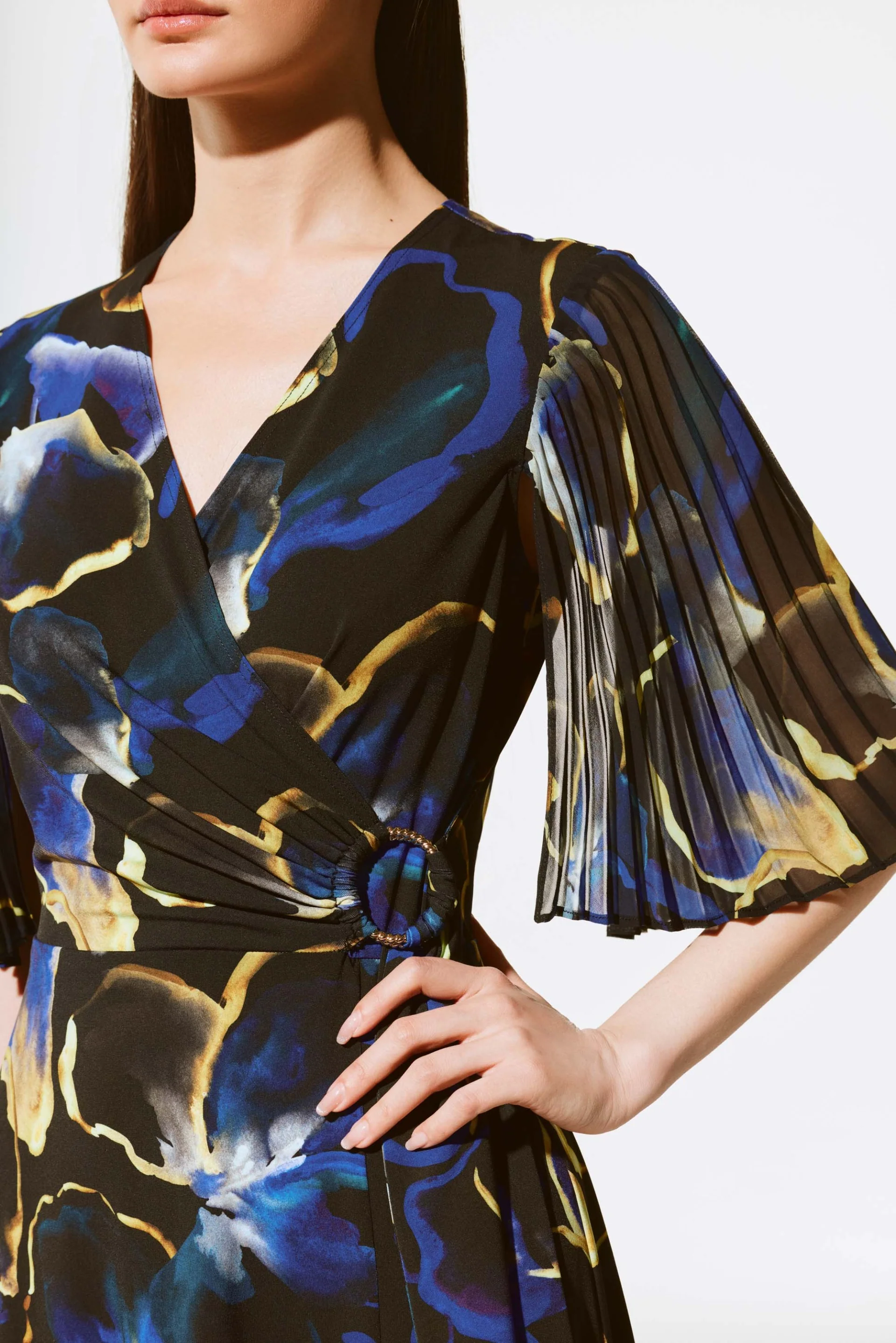Joseph Ribkoff Black/Multi Chiffon Floral Print Dress Style 243776 - Image 3