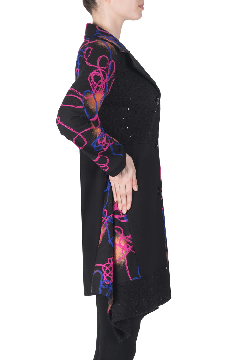 Joseph Ribkoff Black/Multi Coat Style 183547 - Image 2