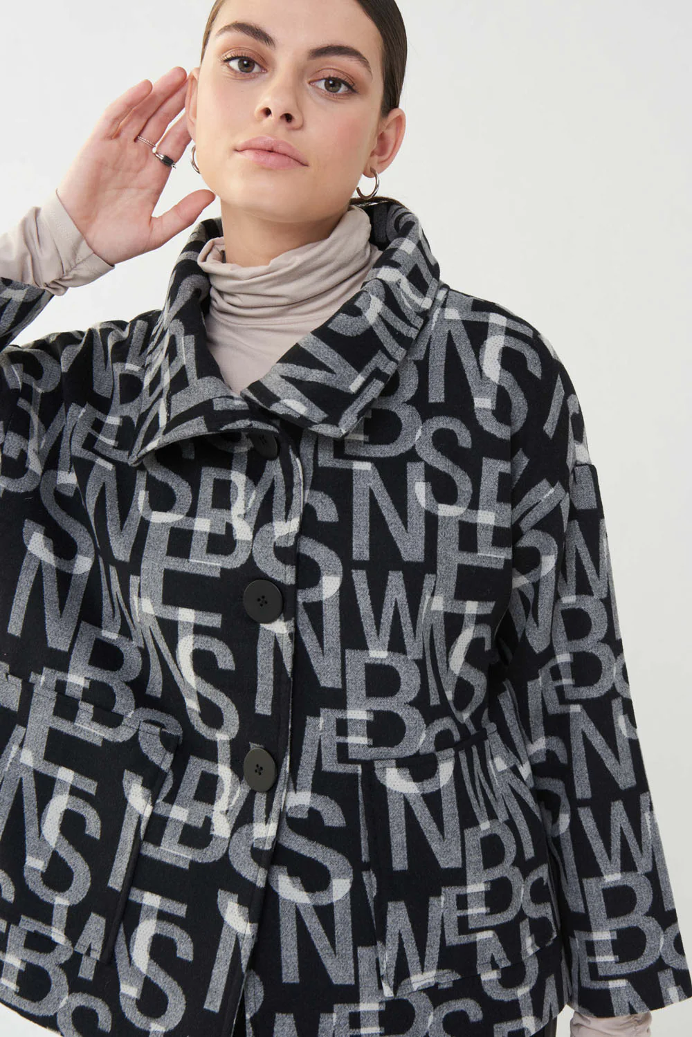 Joseph Ribkoff Black/Multi Coat Style 223970 - Image 2