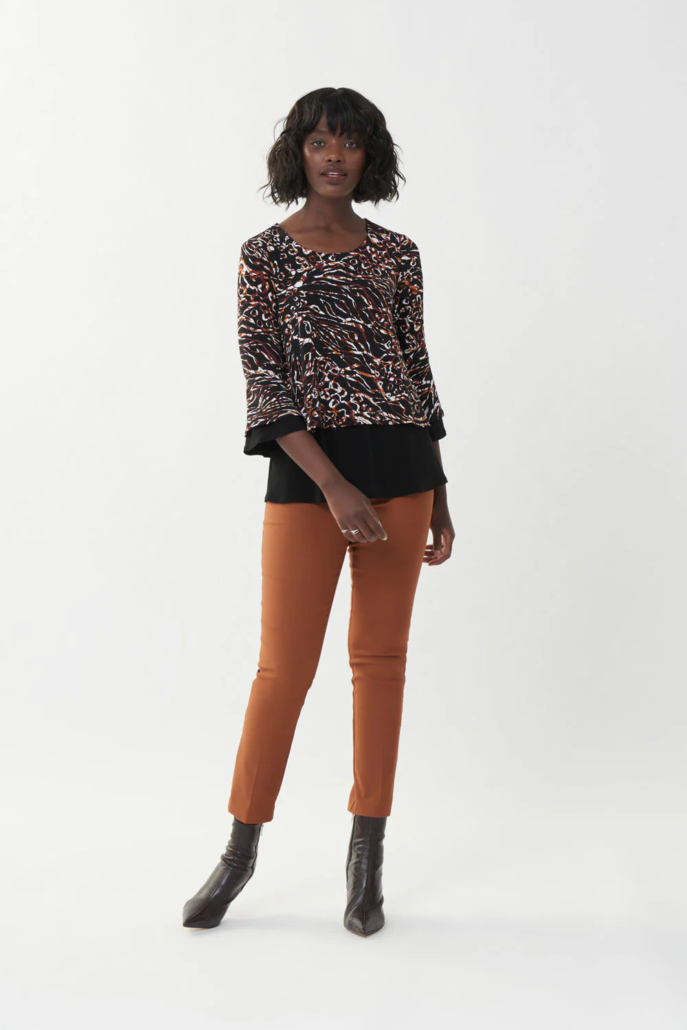 Joseph Ribkoff Black/Multi Contrast Trim Top Style 223212