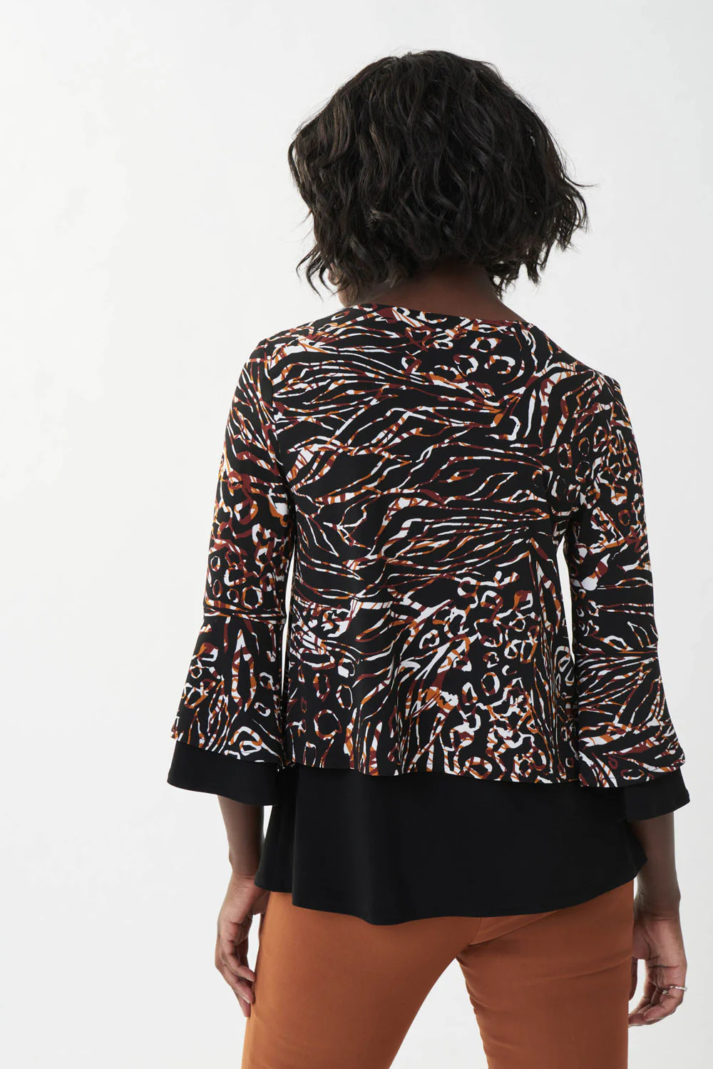 Joseph Ribkoff Black/Multi Contrast Trim Top Style 223212 - Image 4