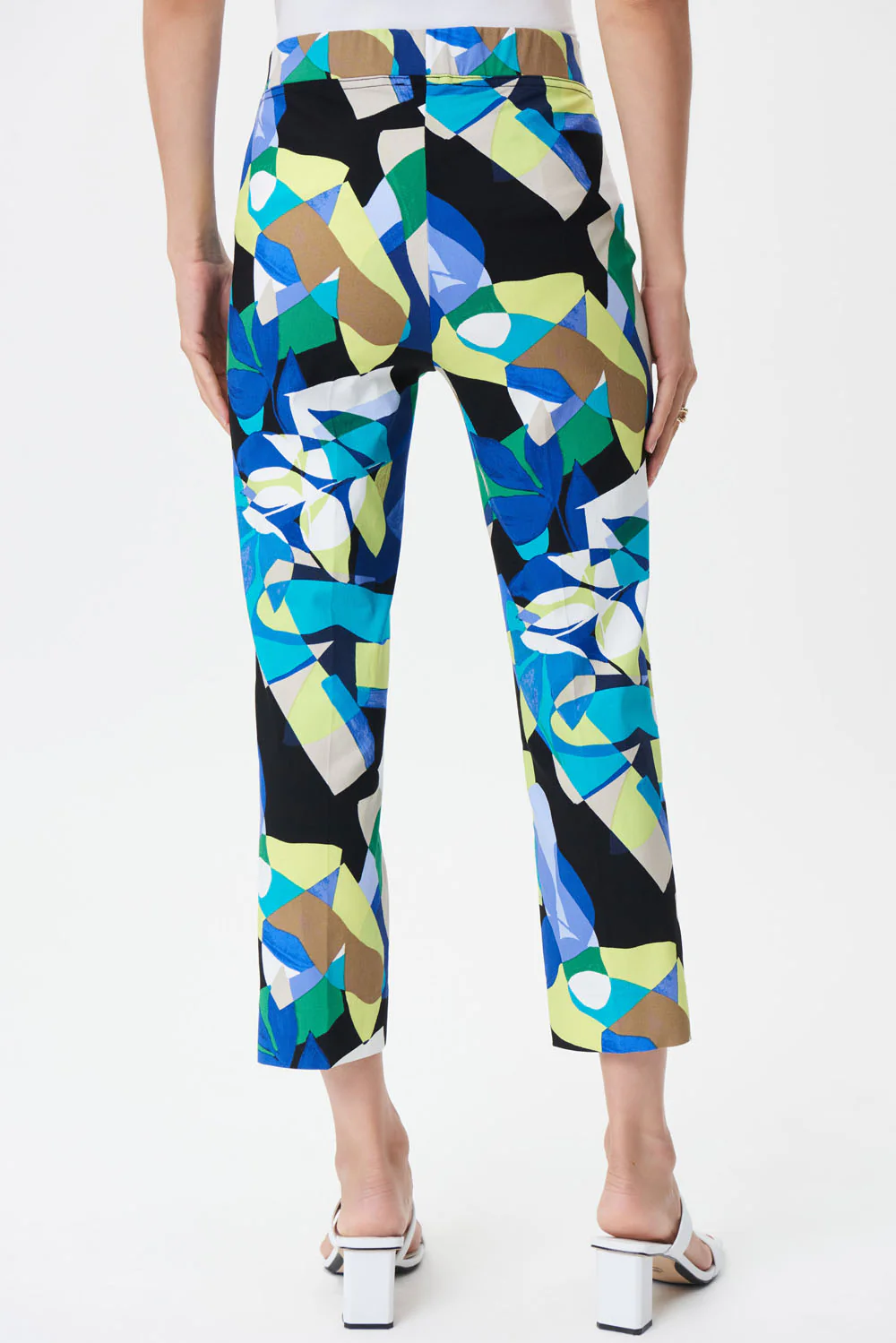 Joseph Ribkoff Black/Multi Cropped Pull-On Pants Style 232260 - Image 2