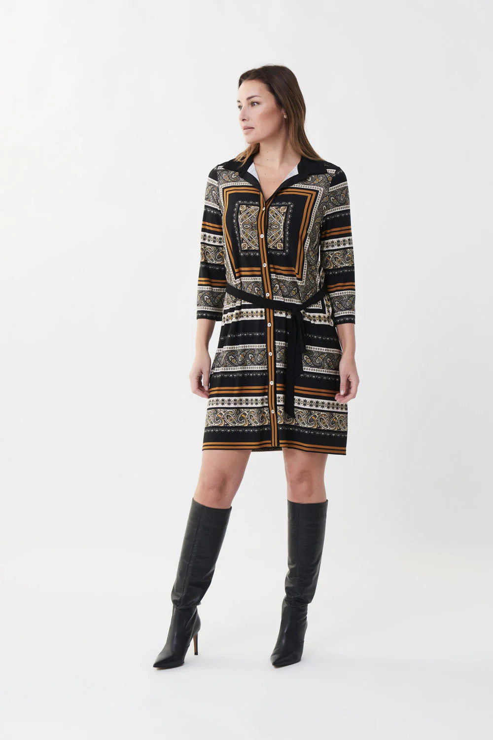 Joseph Ribkoff Black/Multi Dress Style 223110 - Image 4