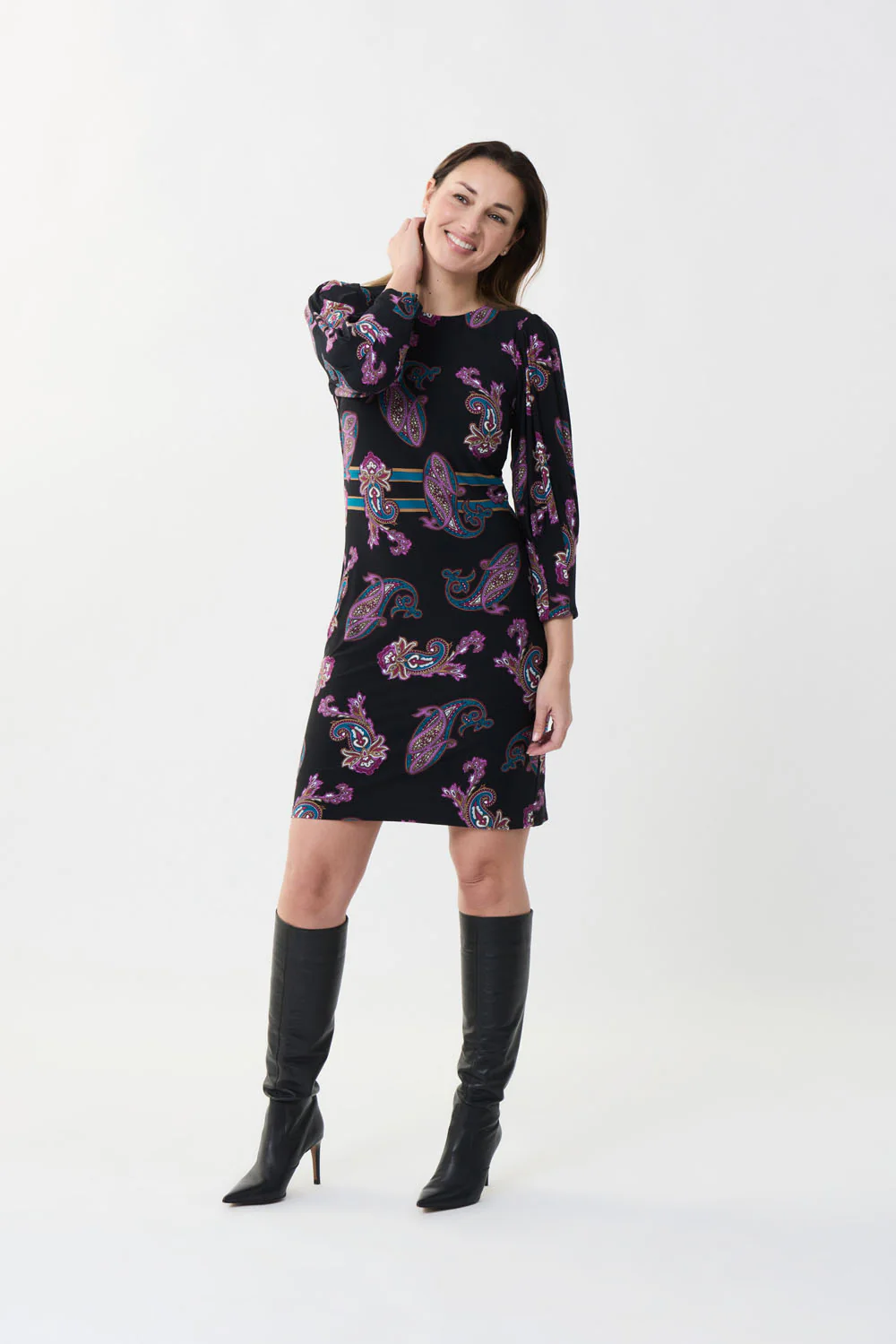 Joseph Ribkoff Black/Multi Dress Style 223138 - Image 4