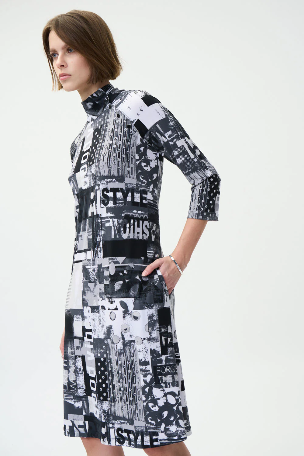 Joseph Ribkoff Black/Multi Dress Style 224225 - Image 2