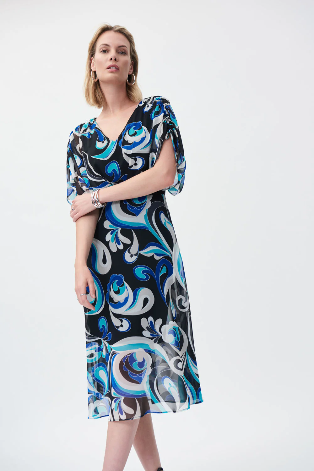 Joseph Ribkoff Black/Multi Dress Style 231041 - Image 2