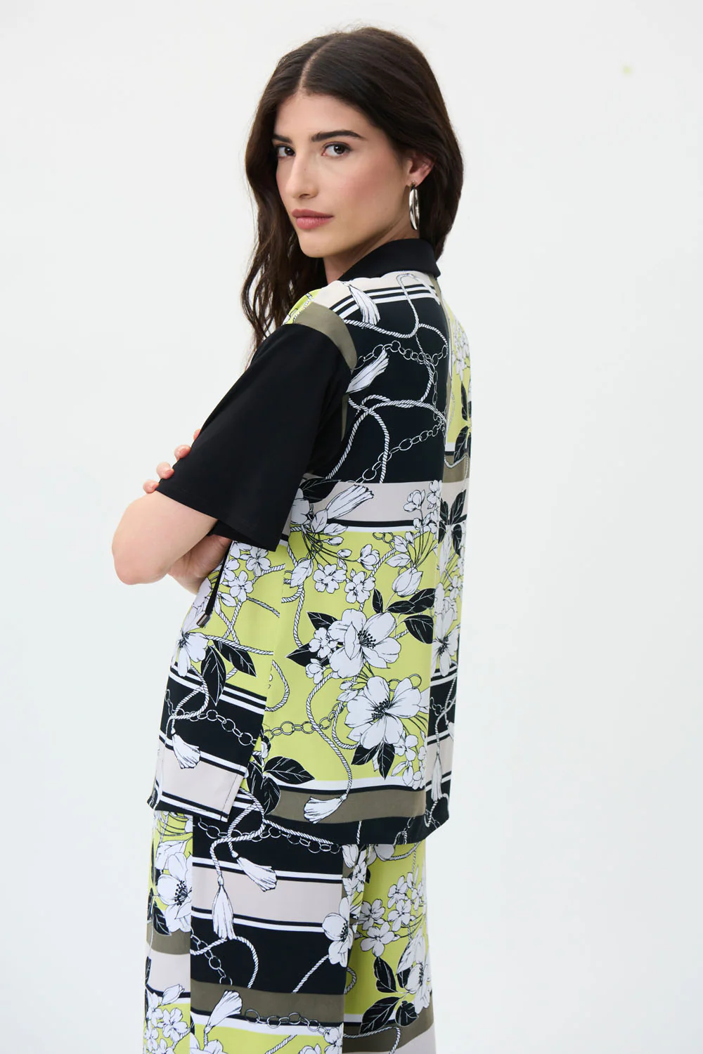 Joseph Ribkoff Black/Multi Floral Print Blouse Style 231078 - Image 3