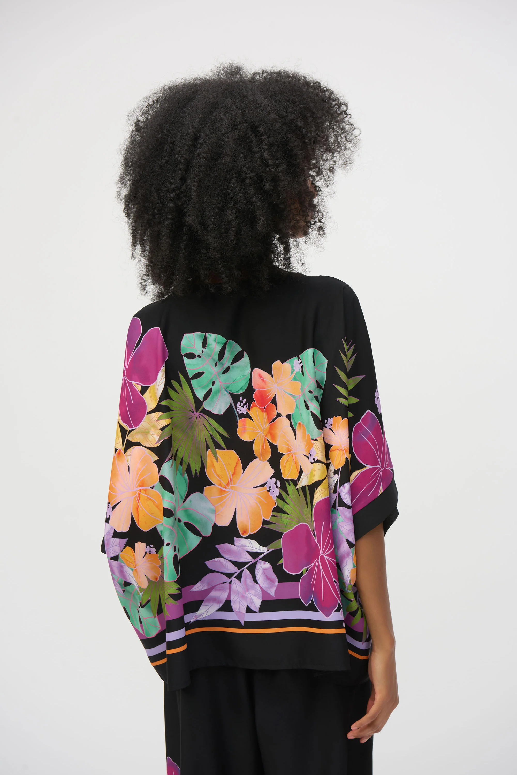 Joseph Ribkoff Black/Multi Floral Print Boxy Top Style 252218 - Image 3