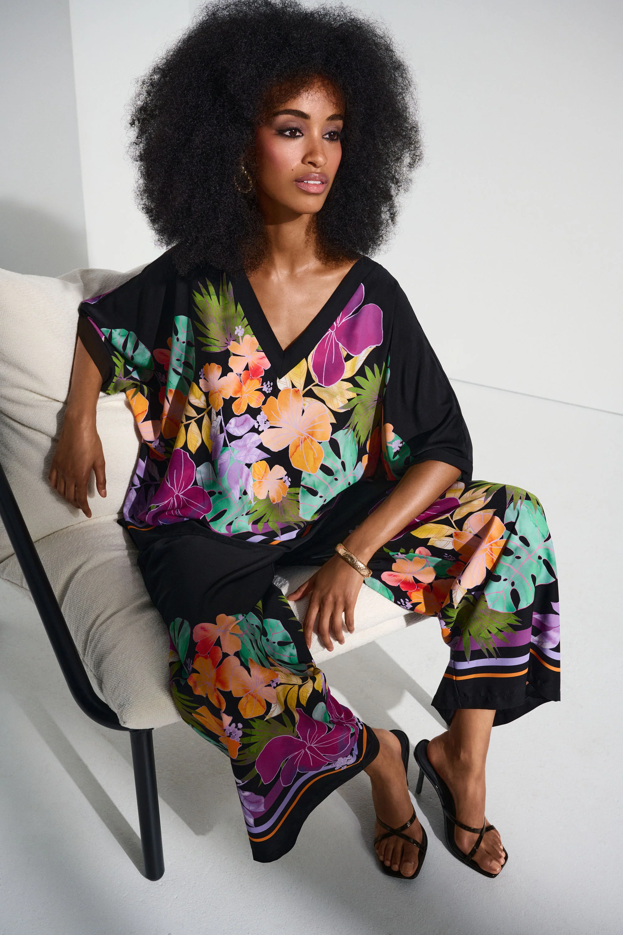 Joseph Ribkoff Black/Multi Floral Print Boxy Top Style 252218 - Image 5