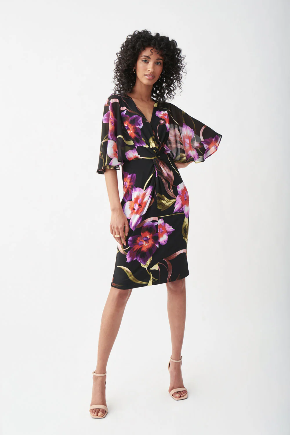 Joseph Ribkoff Black/Multi Floral Print Dress Style 221067 - Image 2