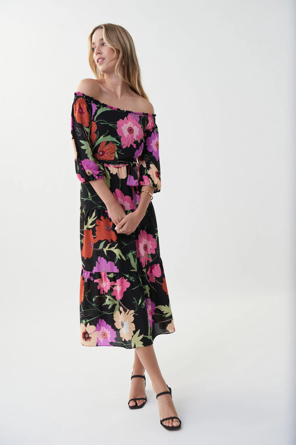 Joseph Ribkoff Black/Multi Floral Print Dress Style 222255