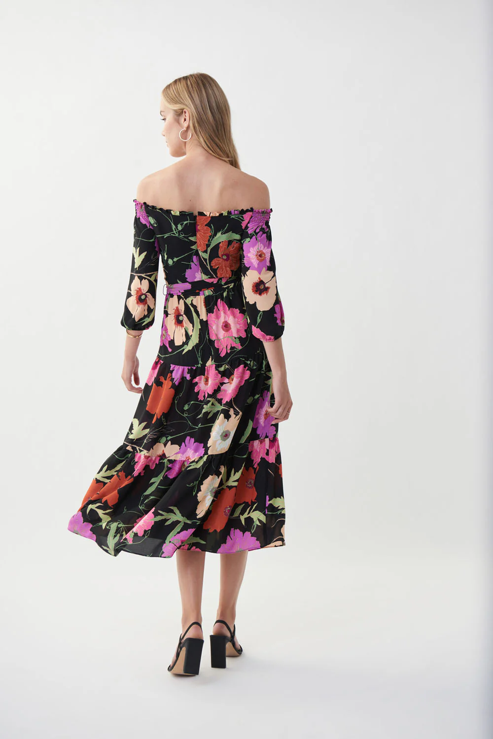 Joseph Ribkoff Black/Multi Floral Print Dress Style 222255 - Image 5