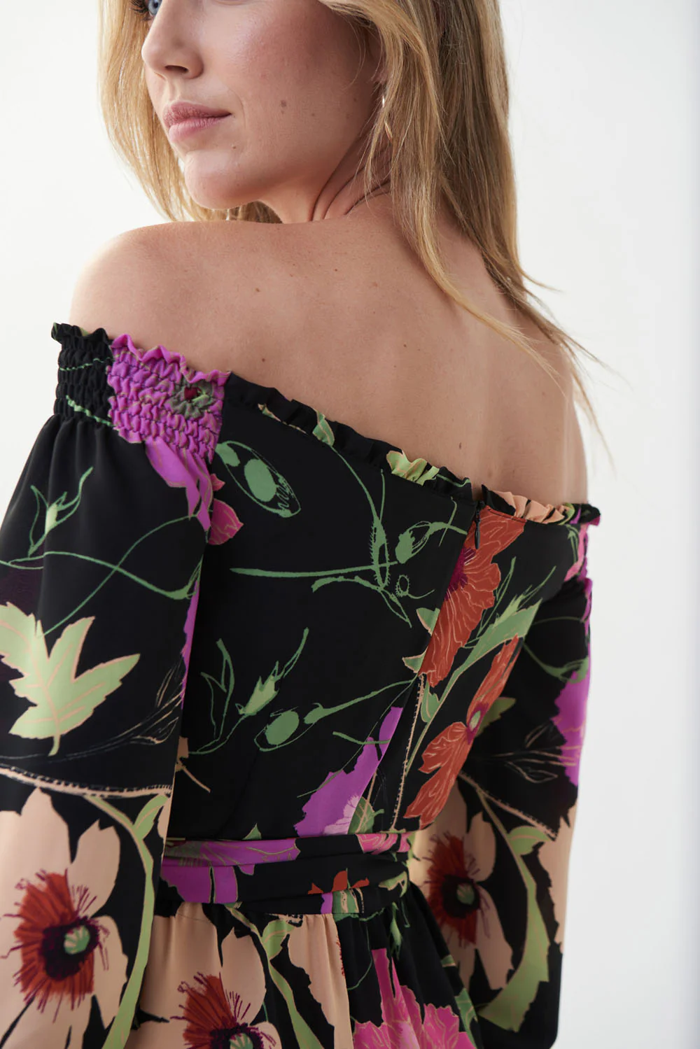 Joseph Ribkoff Black/Multi Floral Print Dress Style 222255 - Image 6