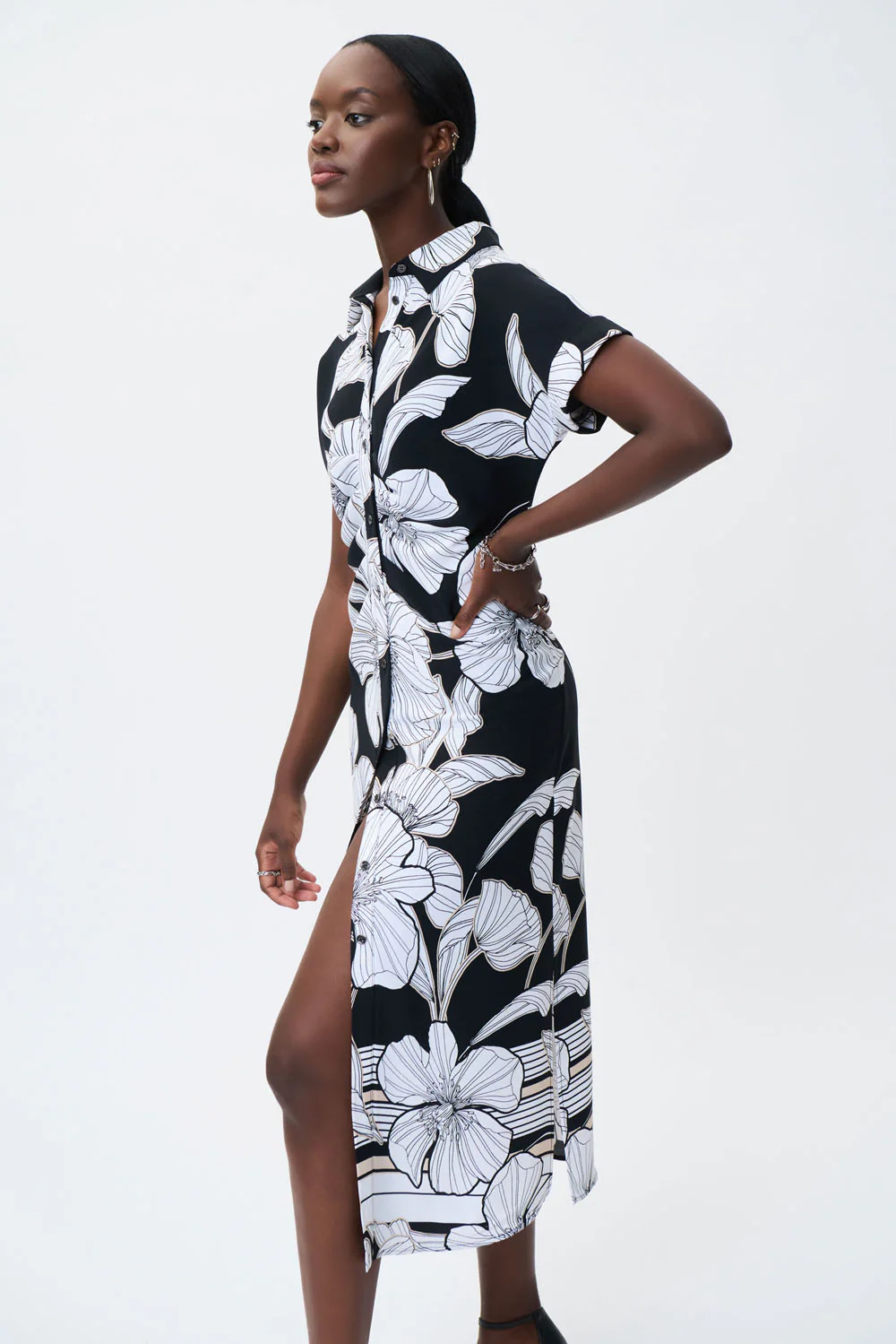 Joseph Ribkoff Black/Multi Floral Print Dress Style 231061 - Image 2