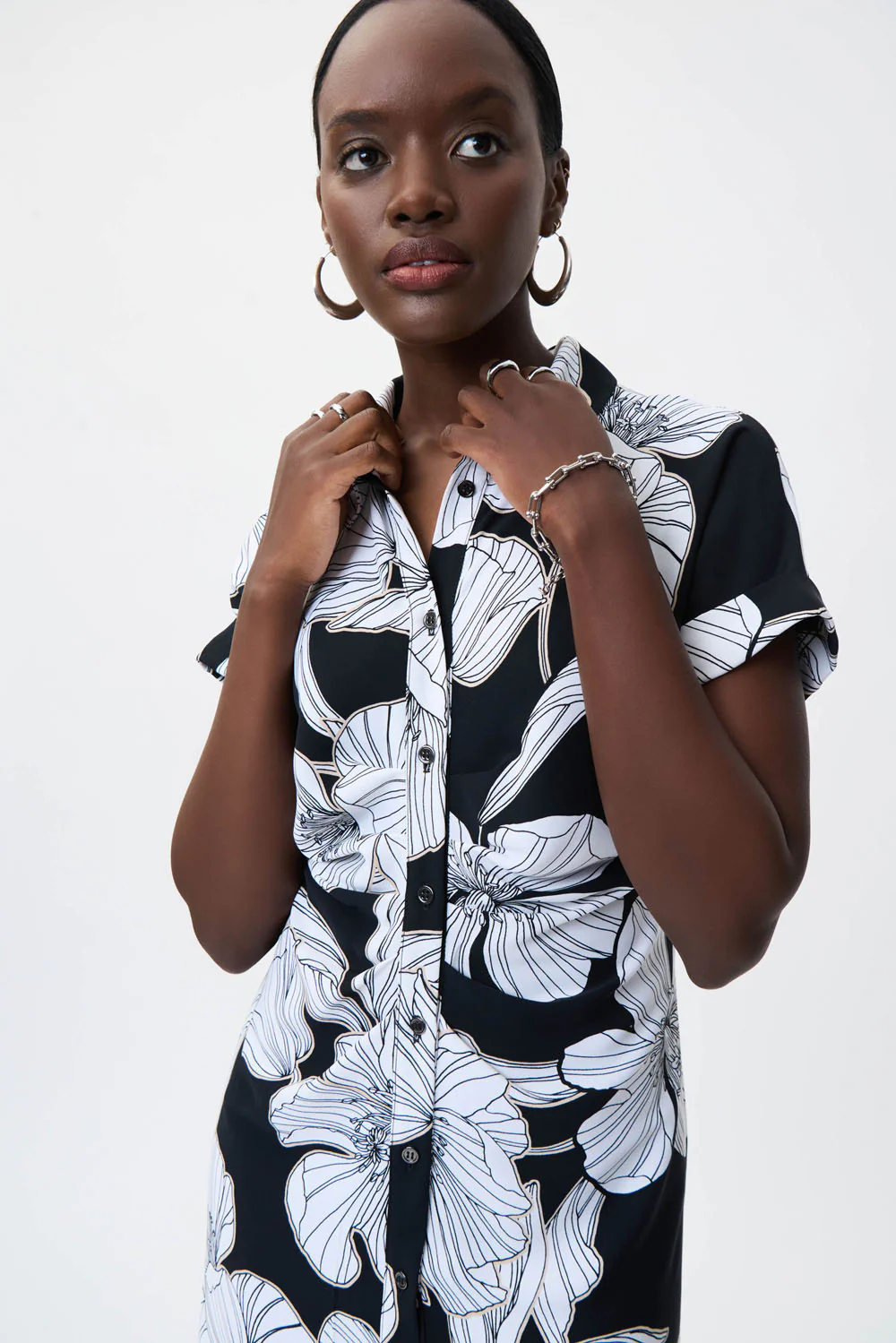 Joseph Ribkoff Black/Multi Floral Print Dress Style 231061 - Image 3