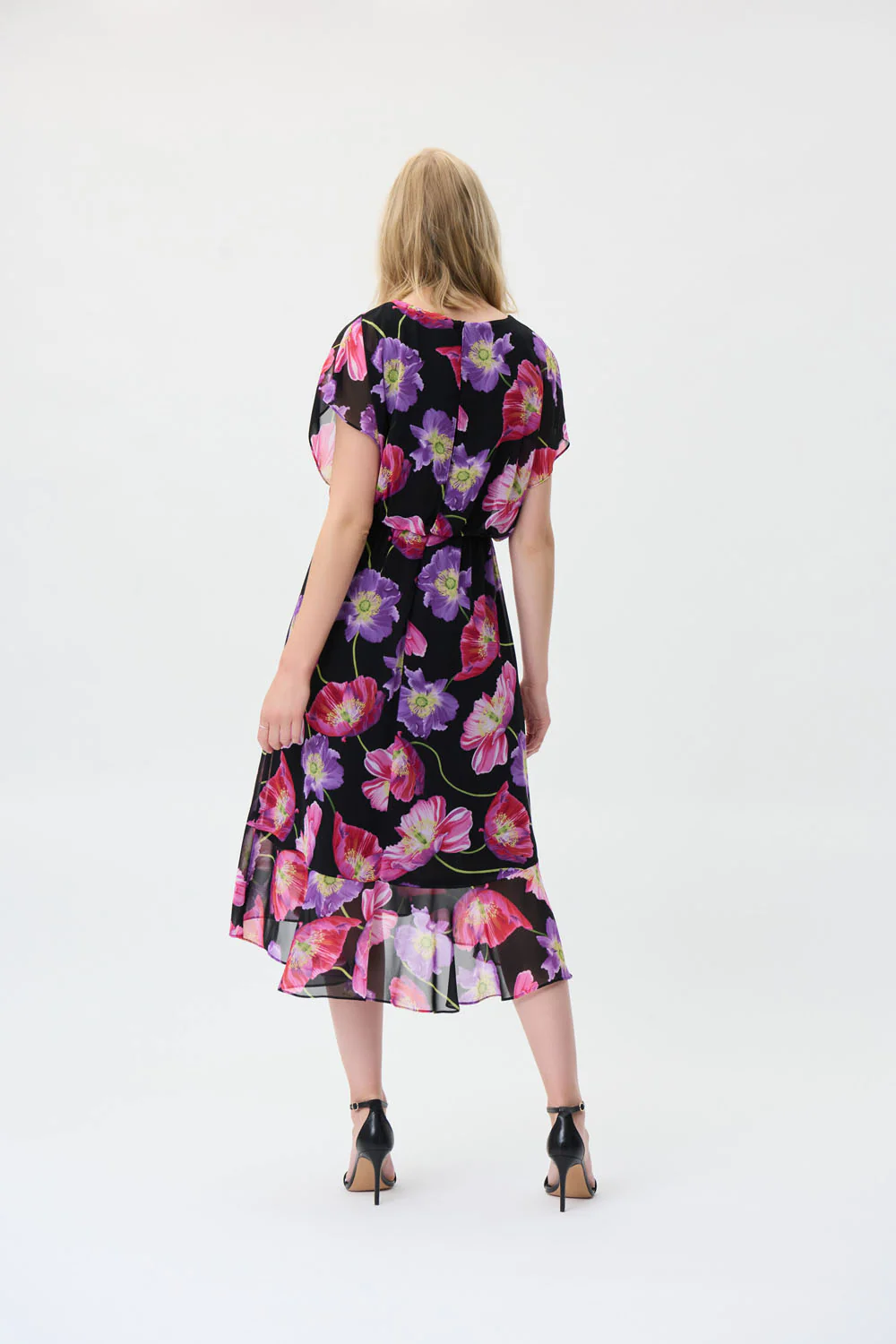 Joseph Ribkoff Black/Multi Floral Print Dress Style 231106 - Image 4