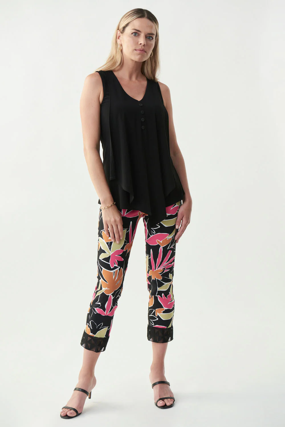Joseph Ribkoff Black/Multi Floral Print Pants Style 221319