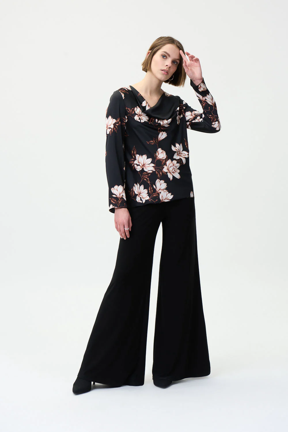 Joseph Ribkoff Black/Multi Floral Print Top Style 224287 - Image 4