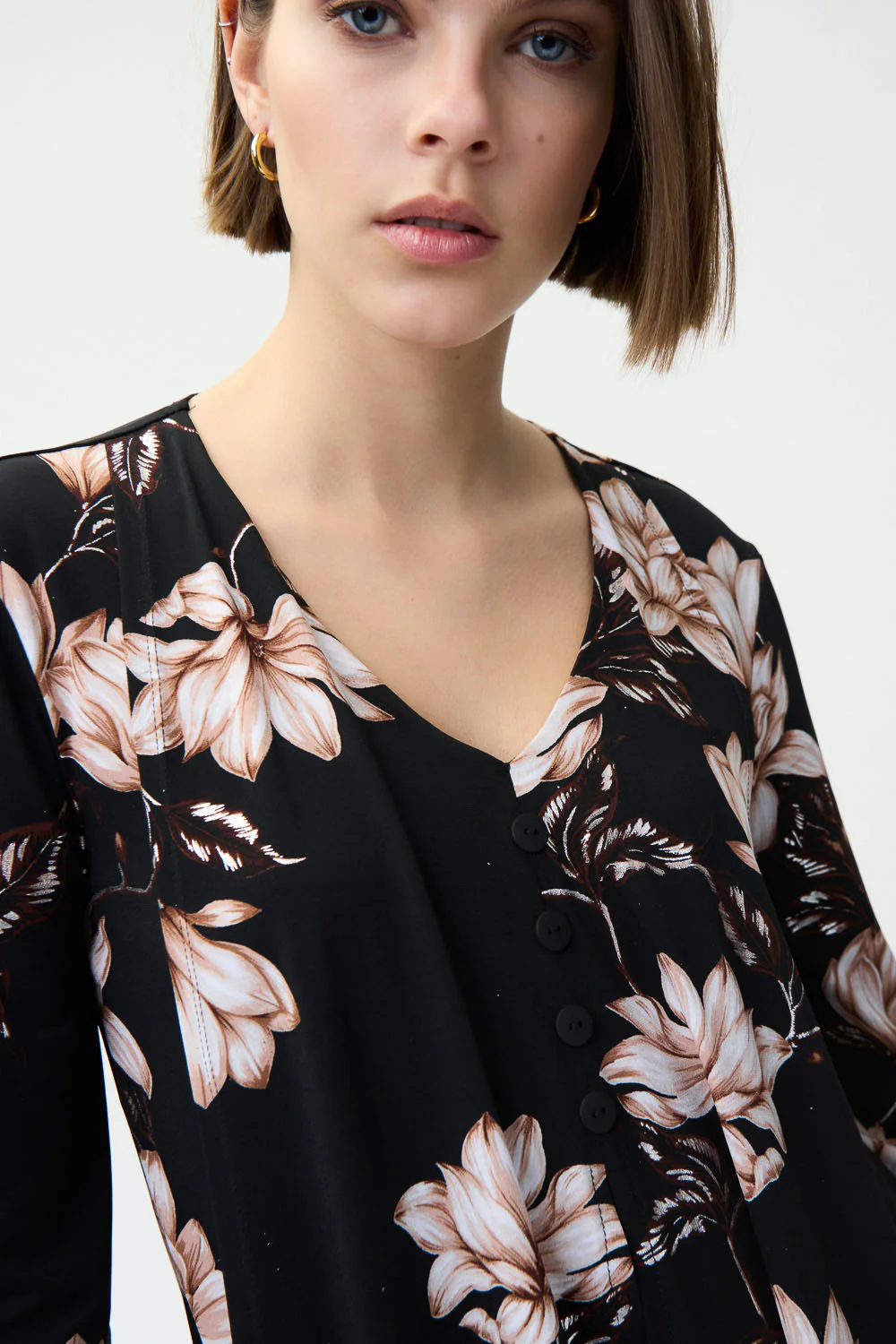 Joseph Ribkoff Black/Multi Floral Print Top Style 224301 - Image 2