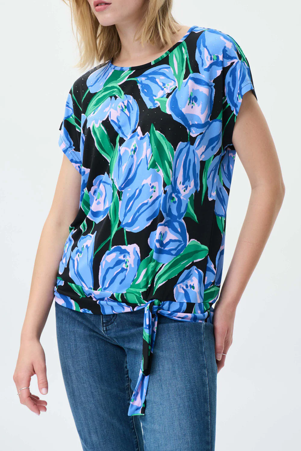 Joseph Ribkoff Black/Multi Floral Print Top Style 231242 - Image 2