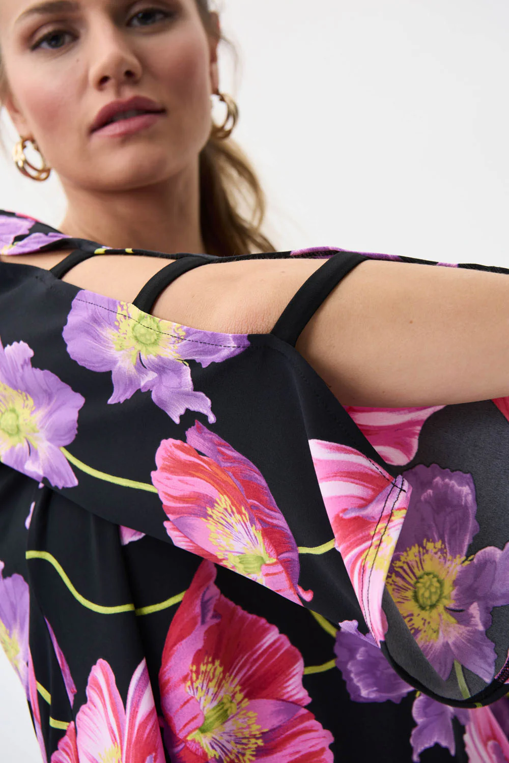 Joseph Ribkoff Black Multi Floral Print Top Style 231305 - Image 2