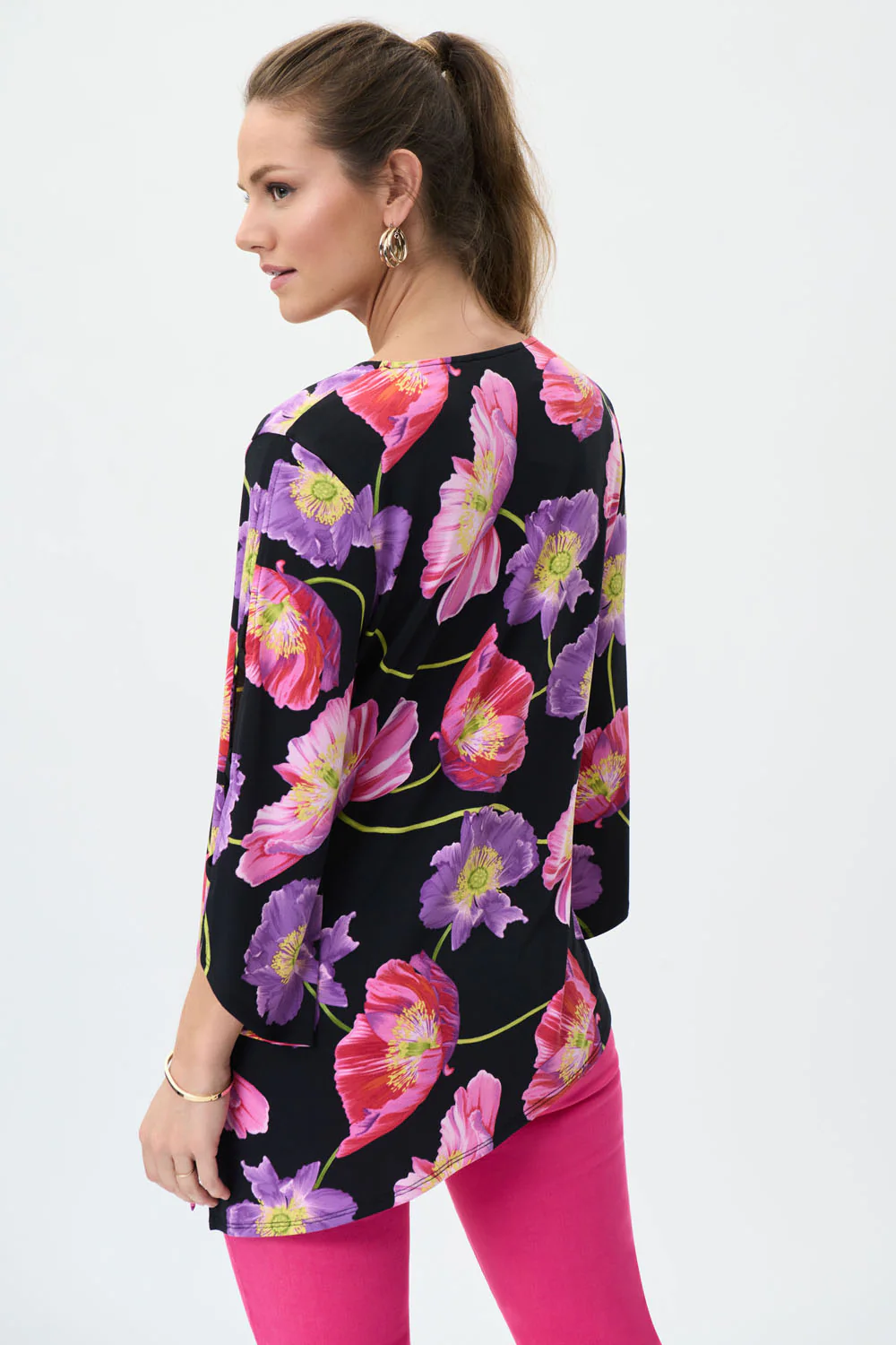 Joseph Ribkoff Black Multi Floral Print Top Style 231305 - Image 3