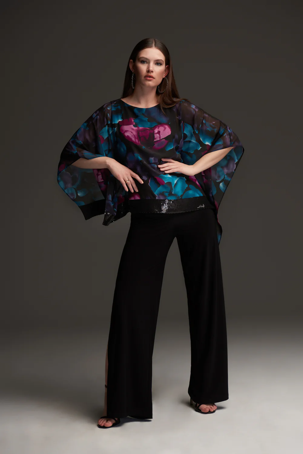 Joseph Ribkoff Black/Multi Floral Print Tunic Style 213716 - Image 2
