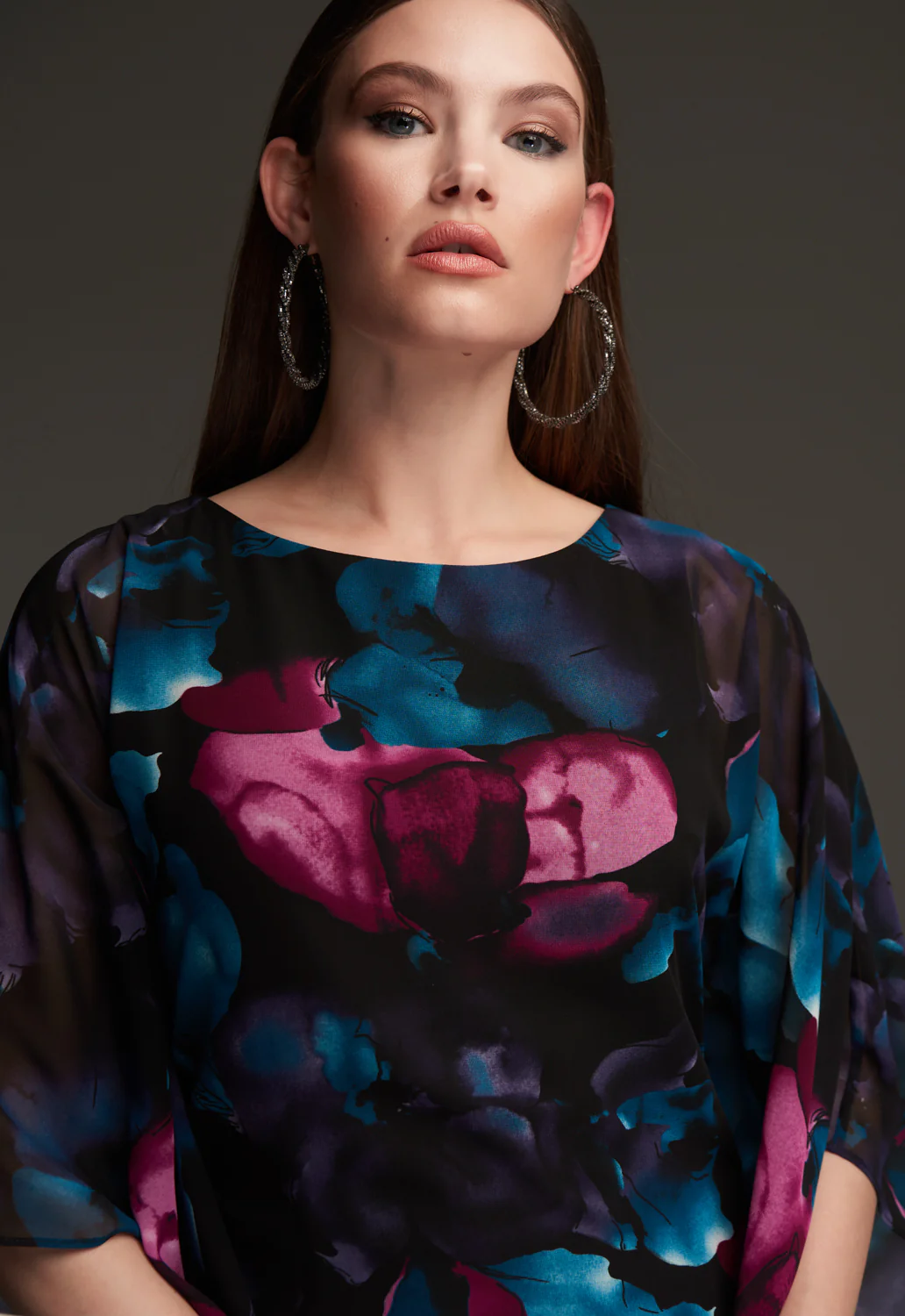 Joseph Ribkoff Black/Multi Floral Print Tunic Style 213716 - Image 3