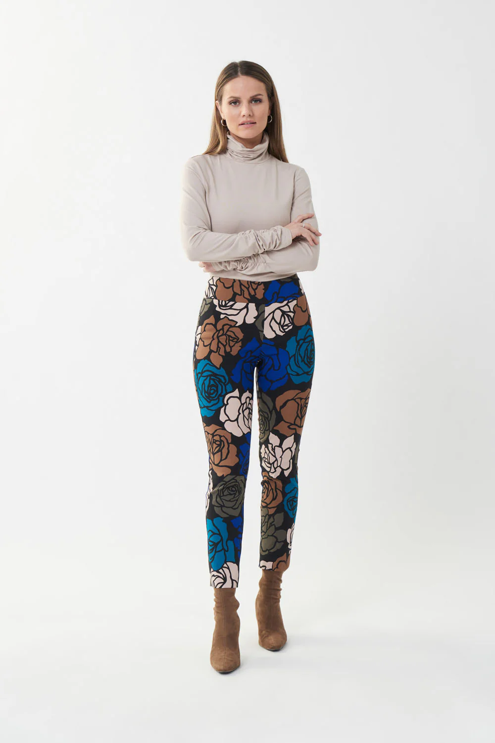 Joseph Ribkoff Black/Multi Floral Slim Leg Pants Style 223281