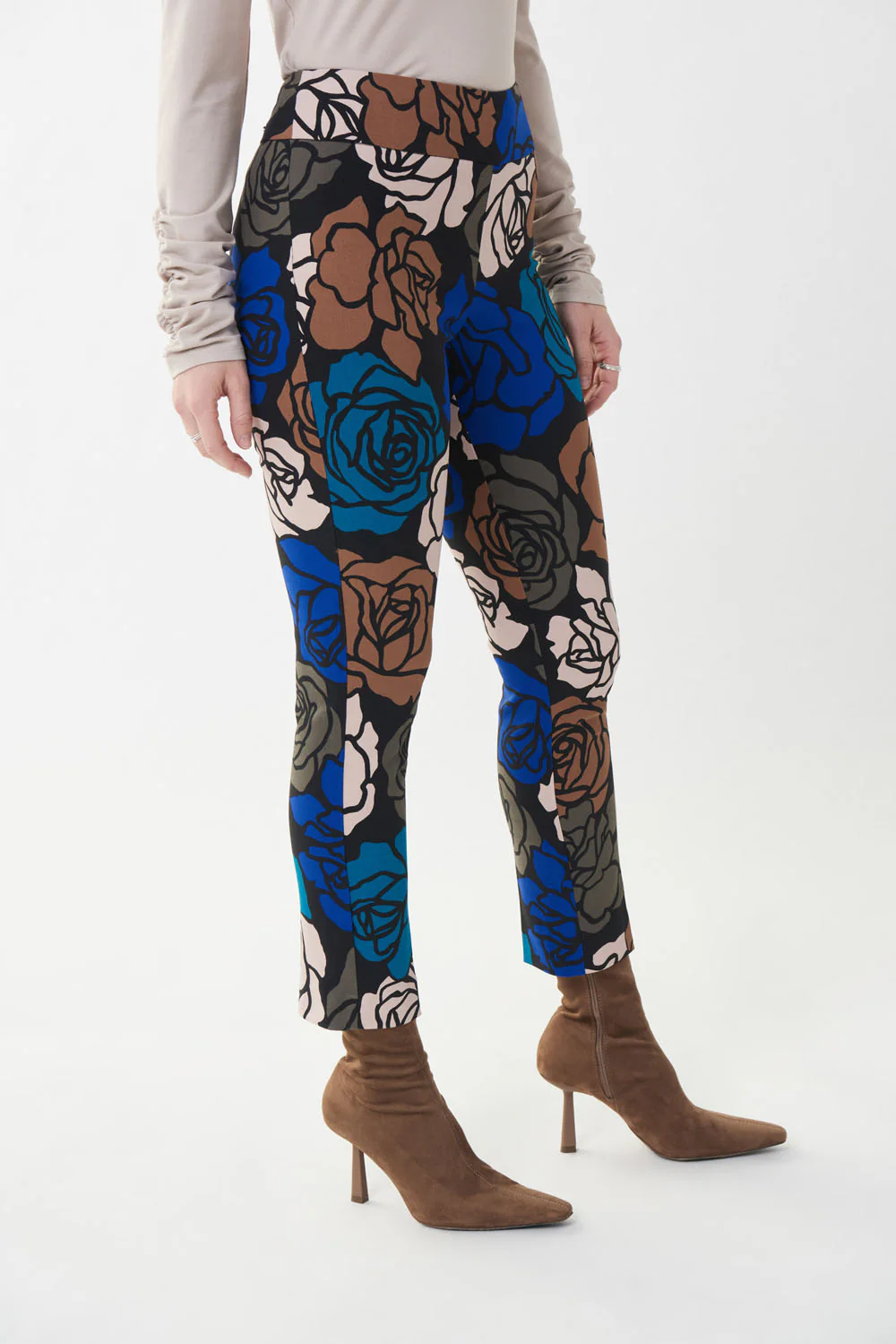 Joseph Ribkoff Black/Multi Floral Slim Leg Pants Style 223281 - Image 2