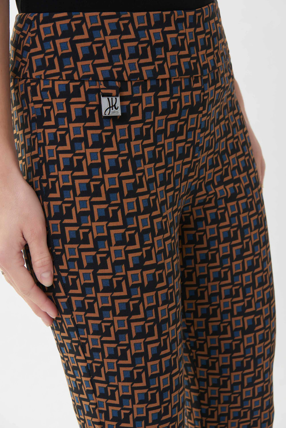 Joseph Ribkoff Black/Multi Geo Print Pants Style 223274 - Image 3