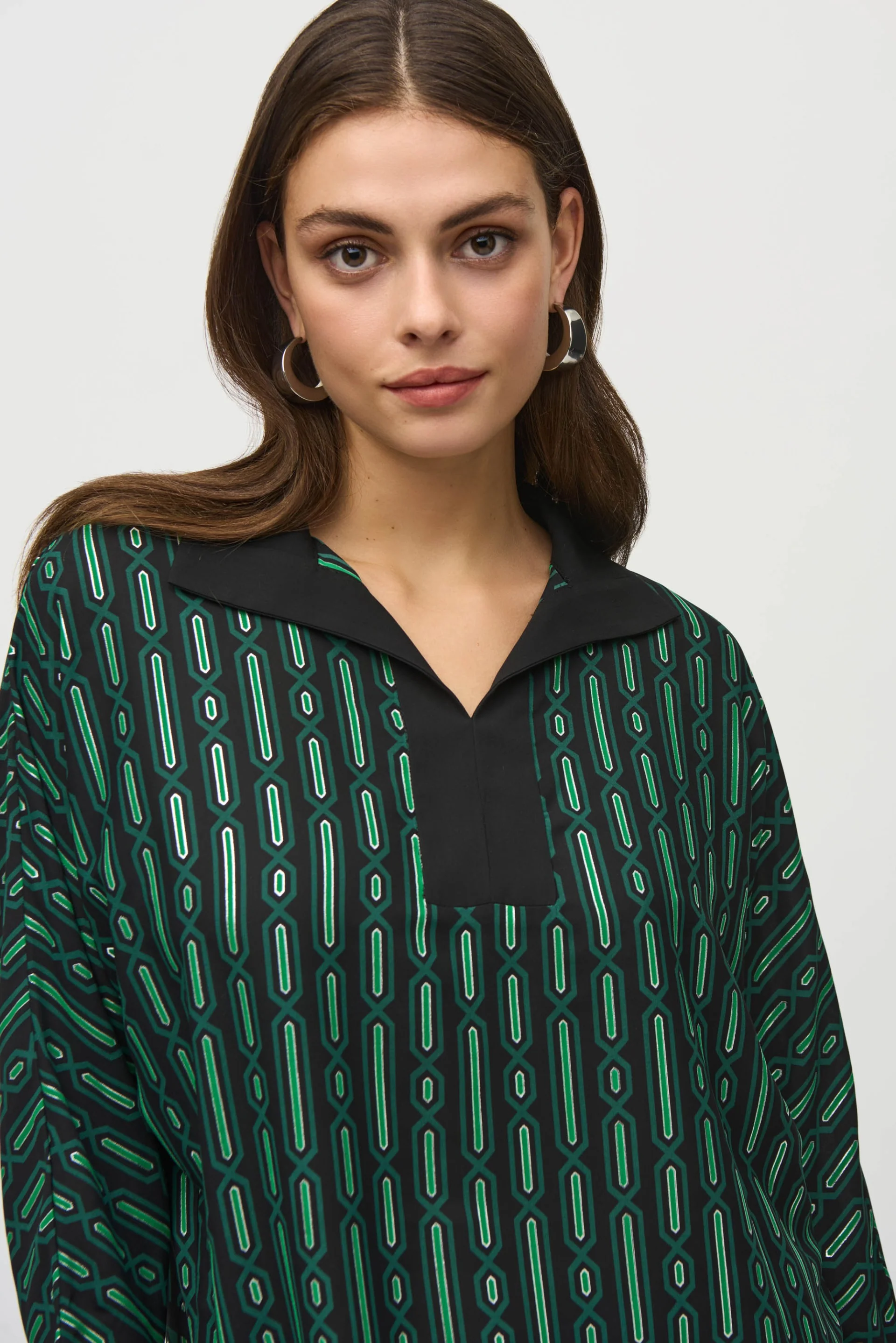 Joseph Ribkoff Black/Multi Geometric Border Print Top Style 244229 - Image 3