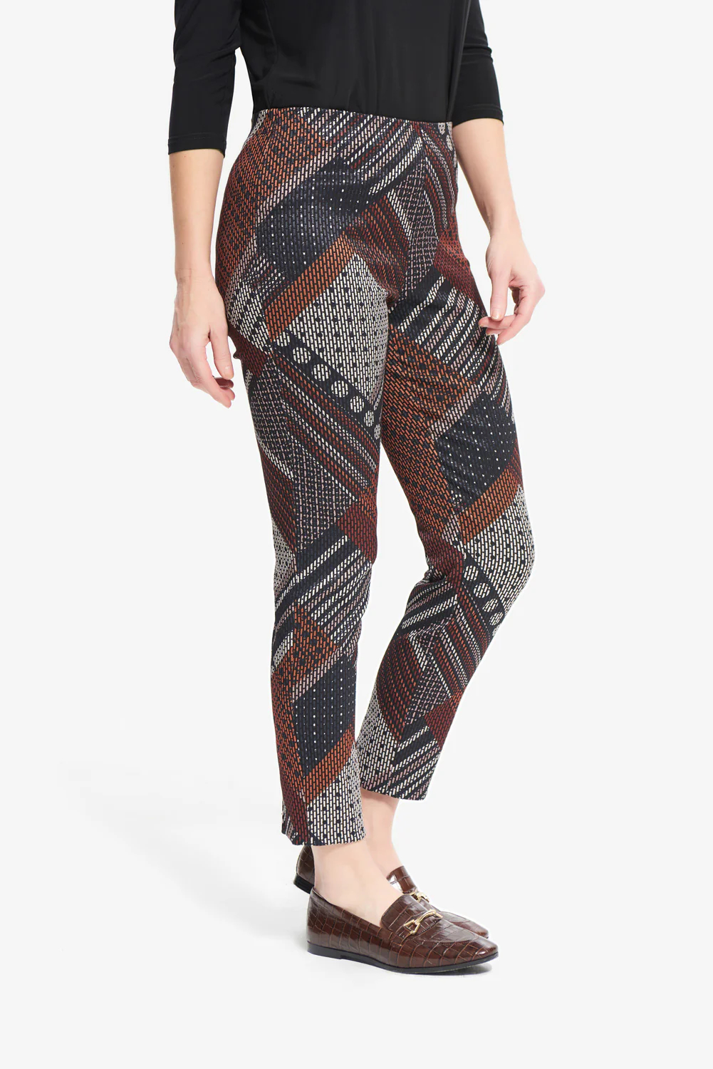 Joseph Ribkoff Black/Multi Geometric Pants Style 214257 - Image 2