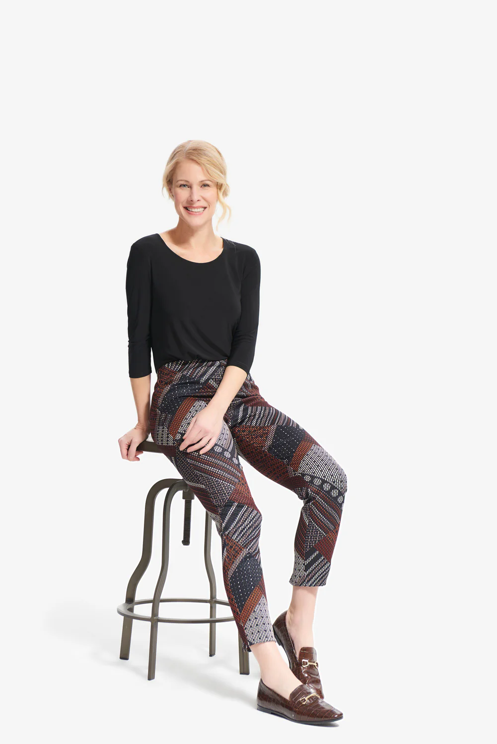 Joseph Ribkoff Black/Multi Geometric Pants Style 214257 - Image 4