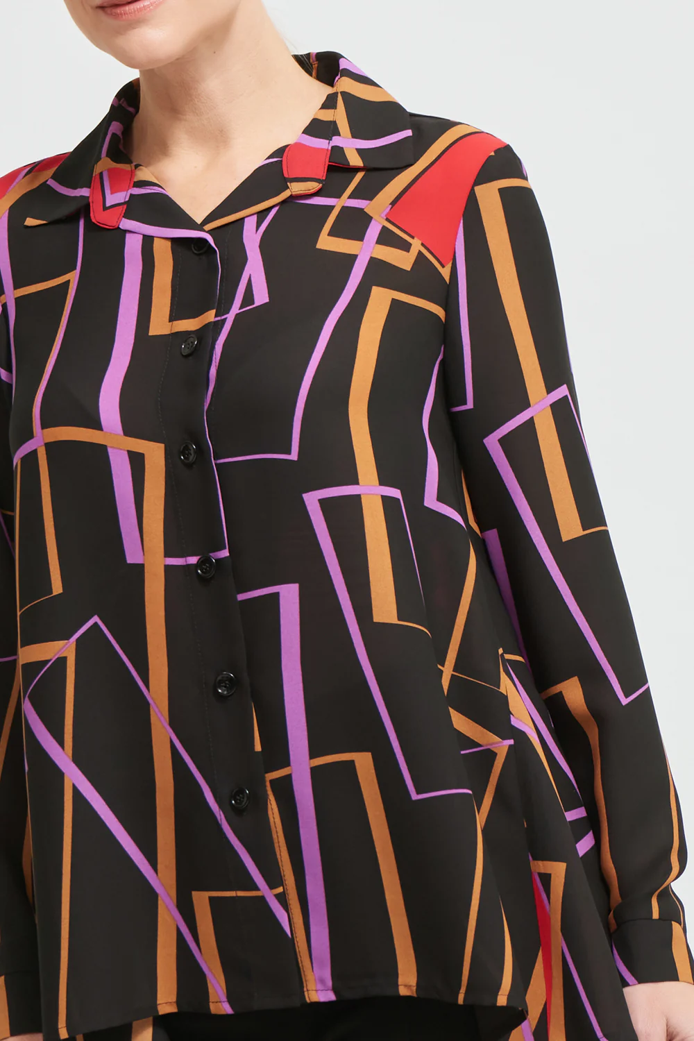 Joseph Ribkoff Black/Multi Geometric Print Blouse Style 213268 - Image 3