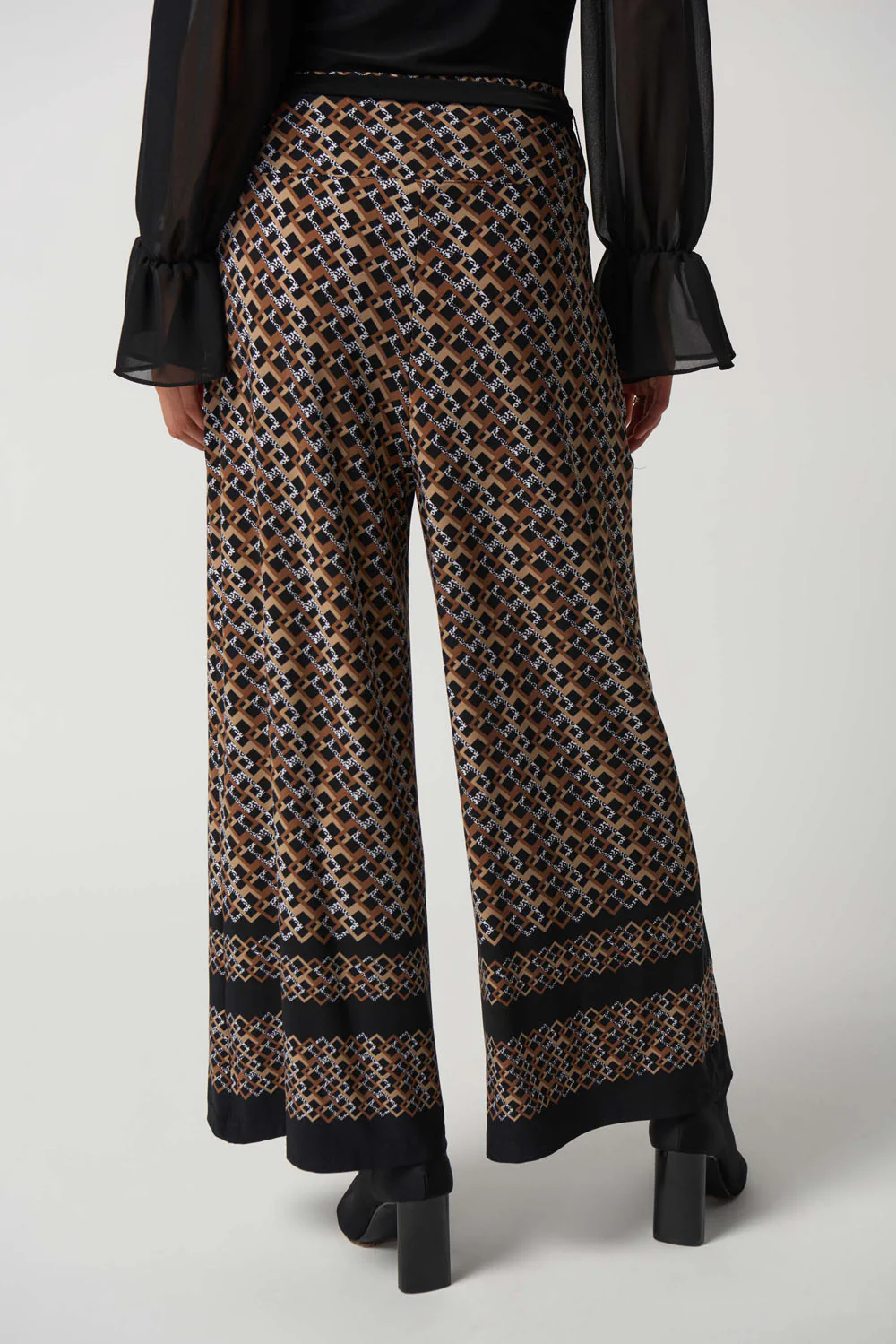 Joseph Ribkoff Black/Multi Geometric Print Culotte Pants Style 233197 - Image 3