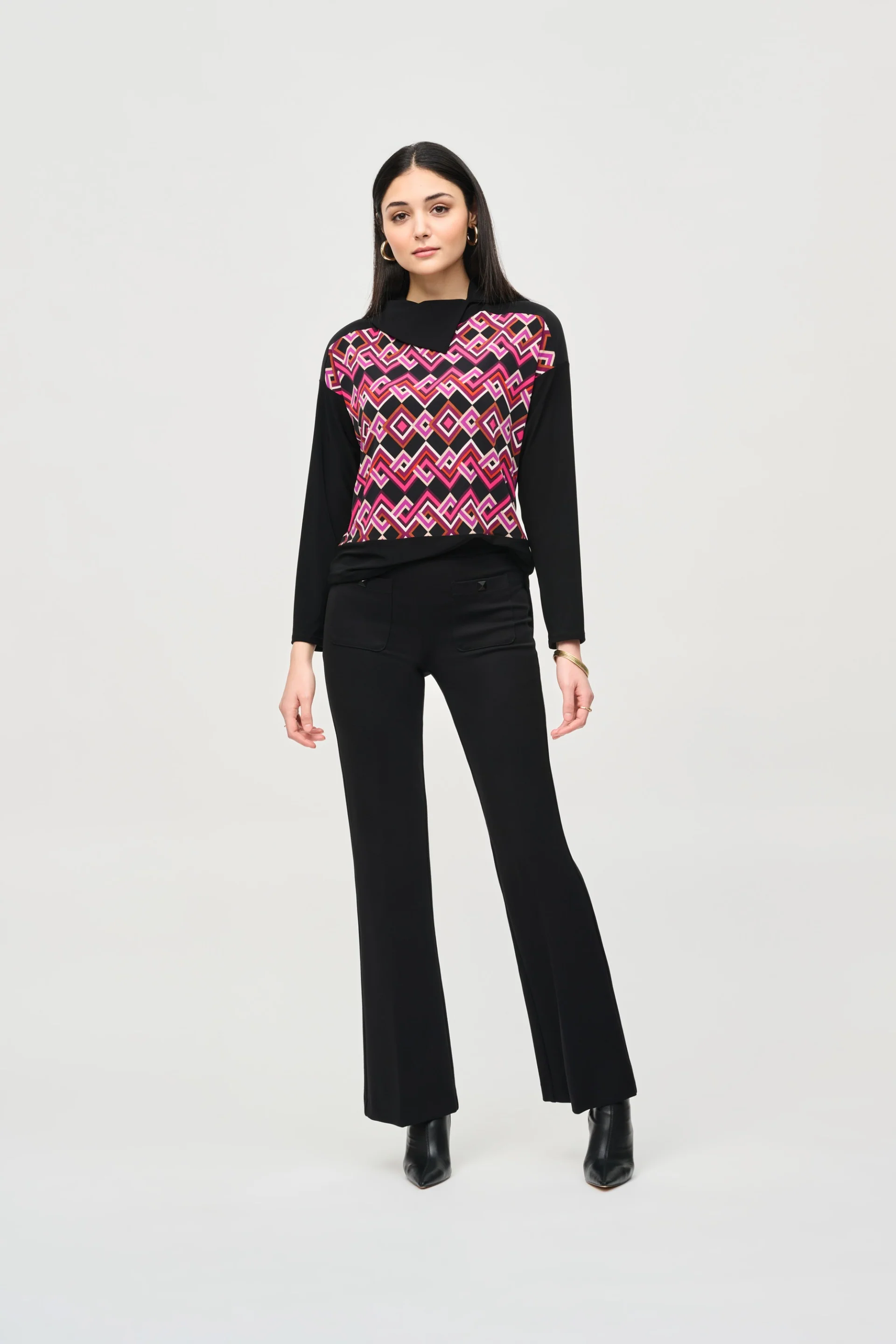 Joseph Ribkoff Black/Multi Geometric Print Tunic Style 243071 - Image 4