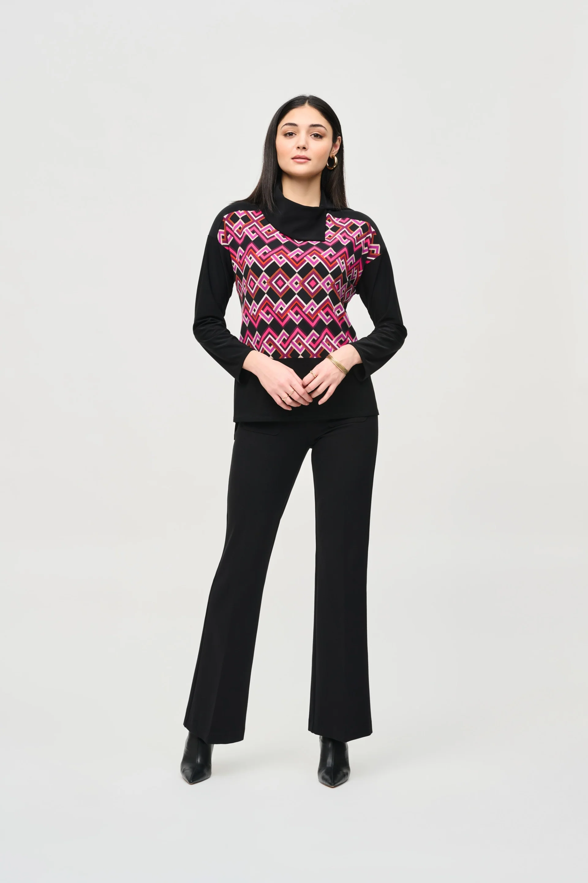 Joseph Ribkoff Black/Multi Geometric Print Tunic Style 243071 - Image 5