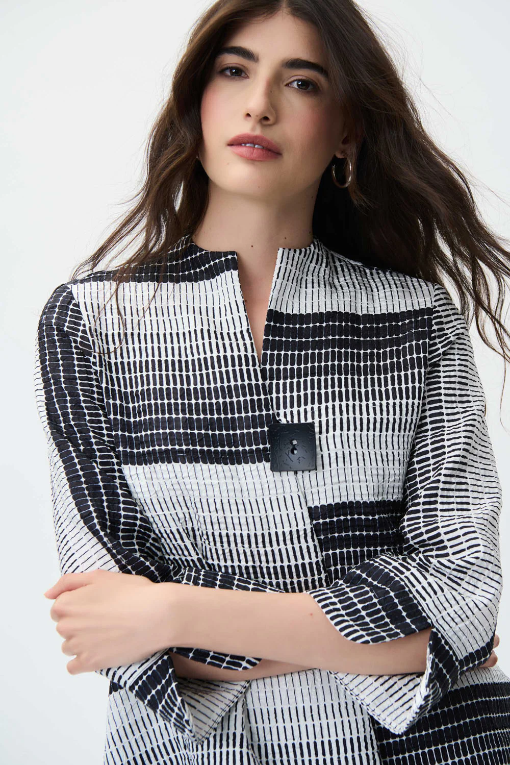 Joseph Ribkoff Black/Multi Jacquard Jacket Style 231258 - Image 2