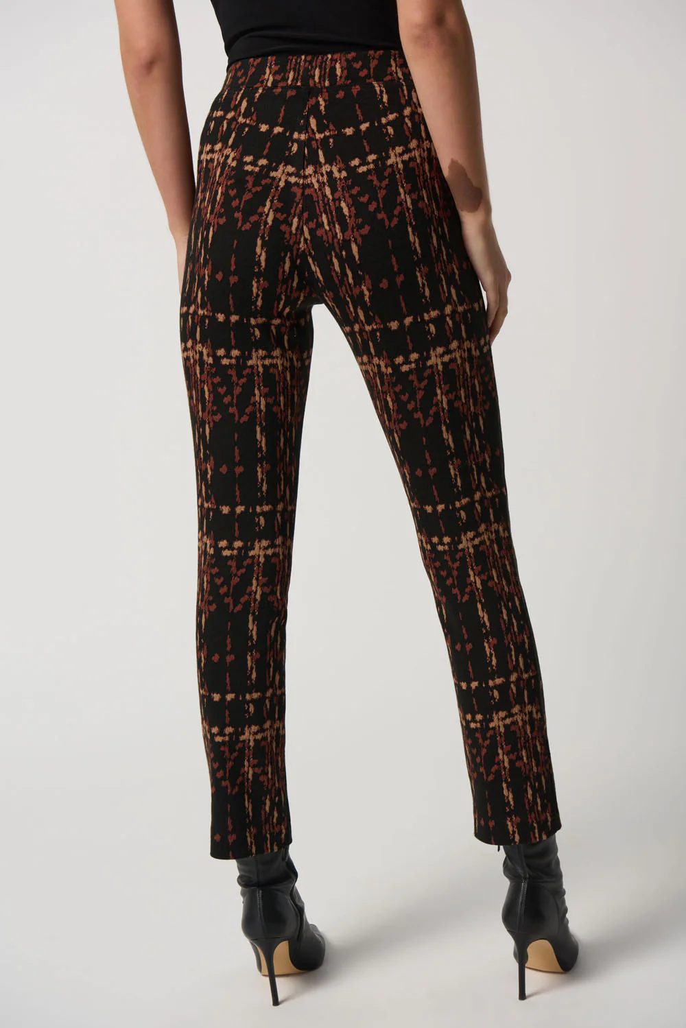 Joseph Ribkoff Black/Multi Plaid Slim-Fit Pants Style 233154 - Image 2