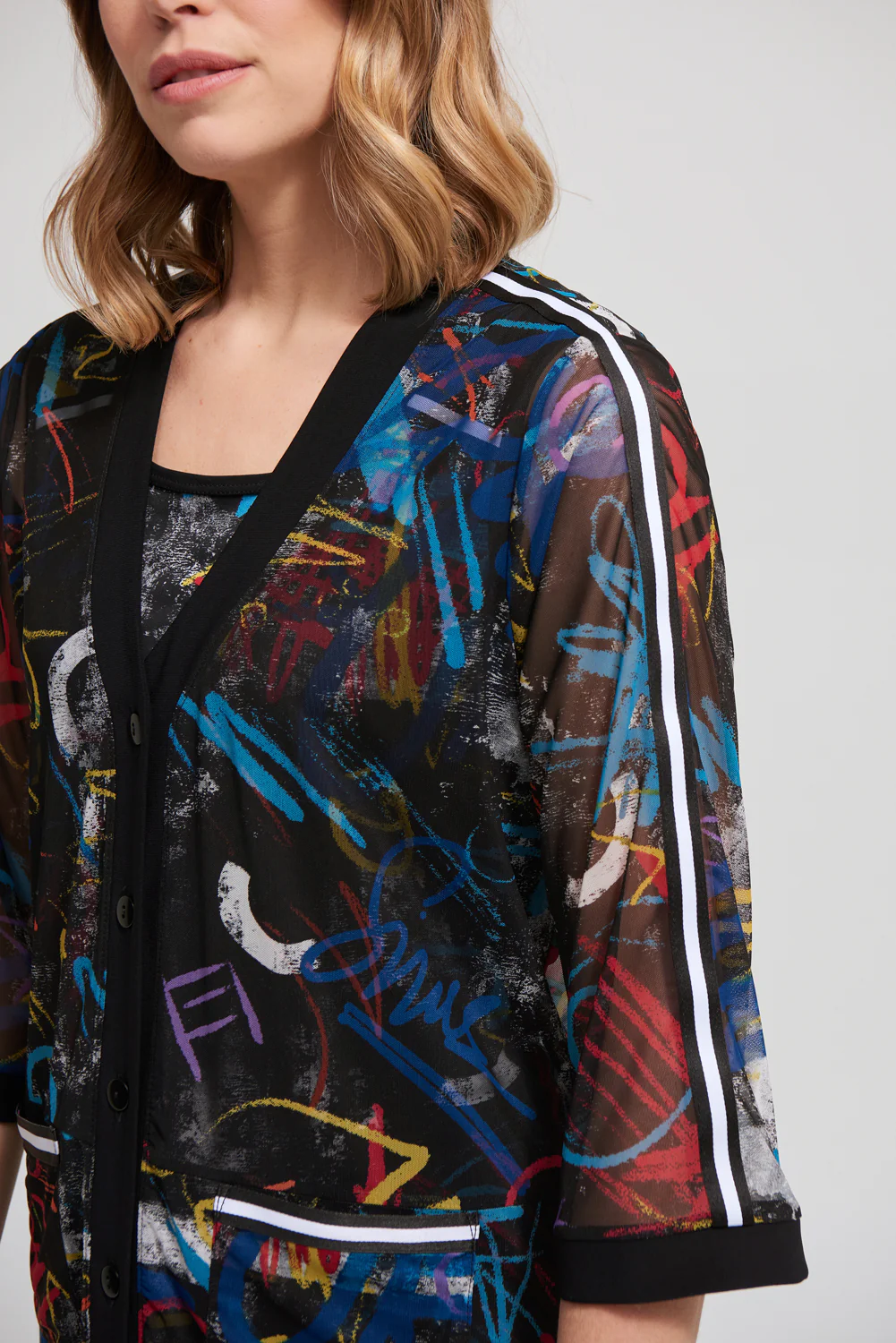 Joseph Ribkoff Black/Multi Printed Twin Set Style 213594 - Image 2