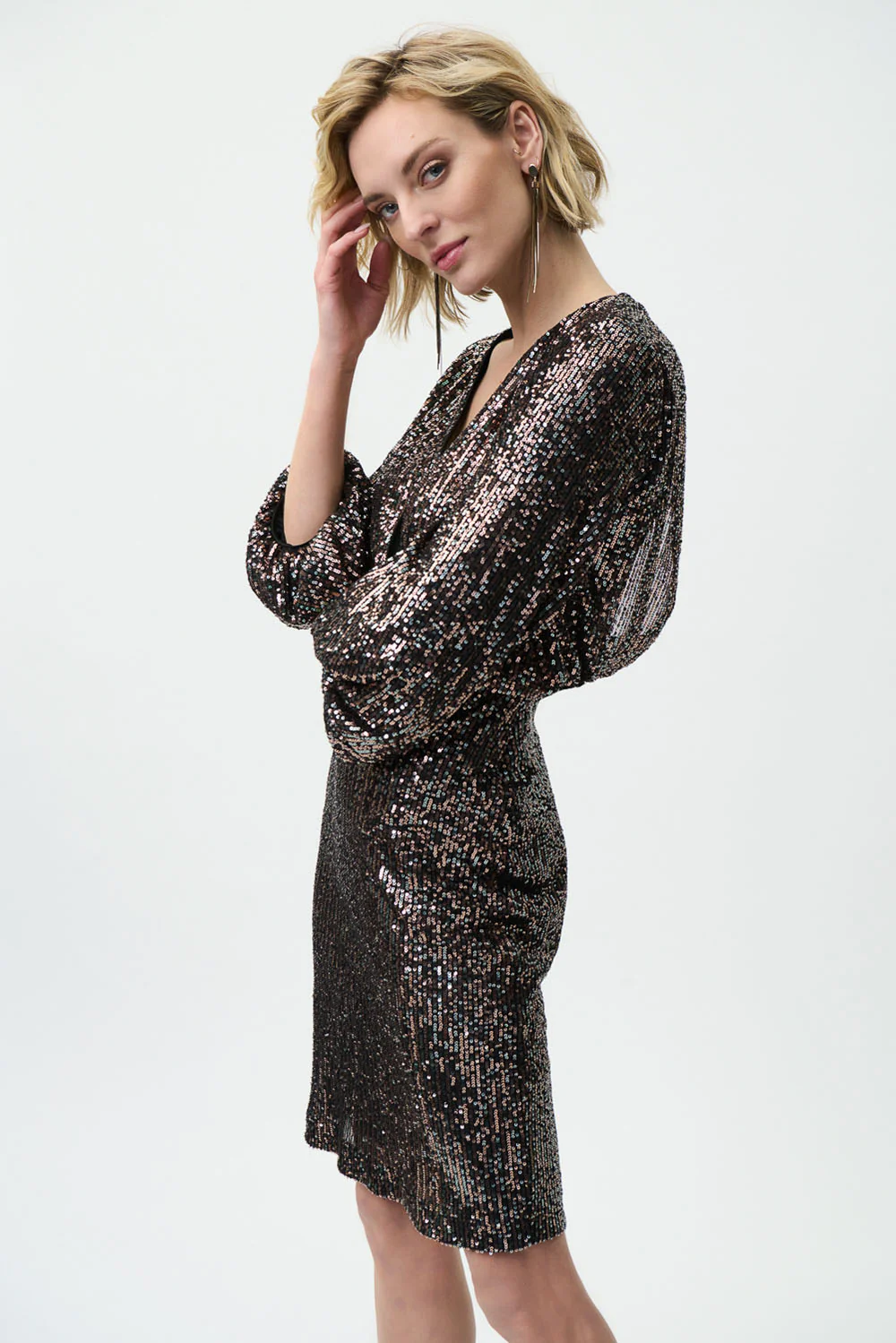 Joseph Ribkoff Black/Multi Sequin Dress Style 224057 - Image 3